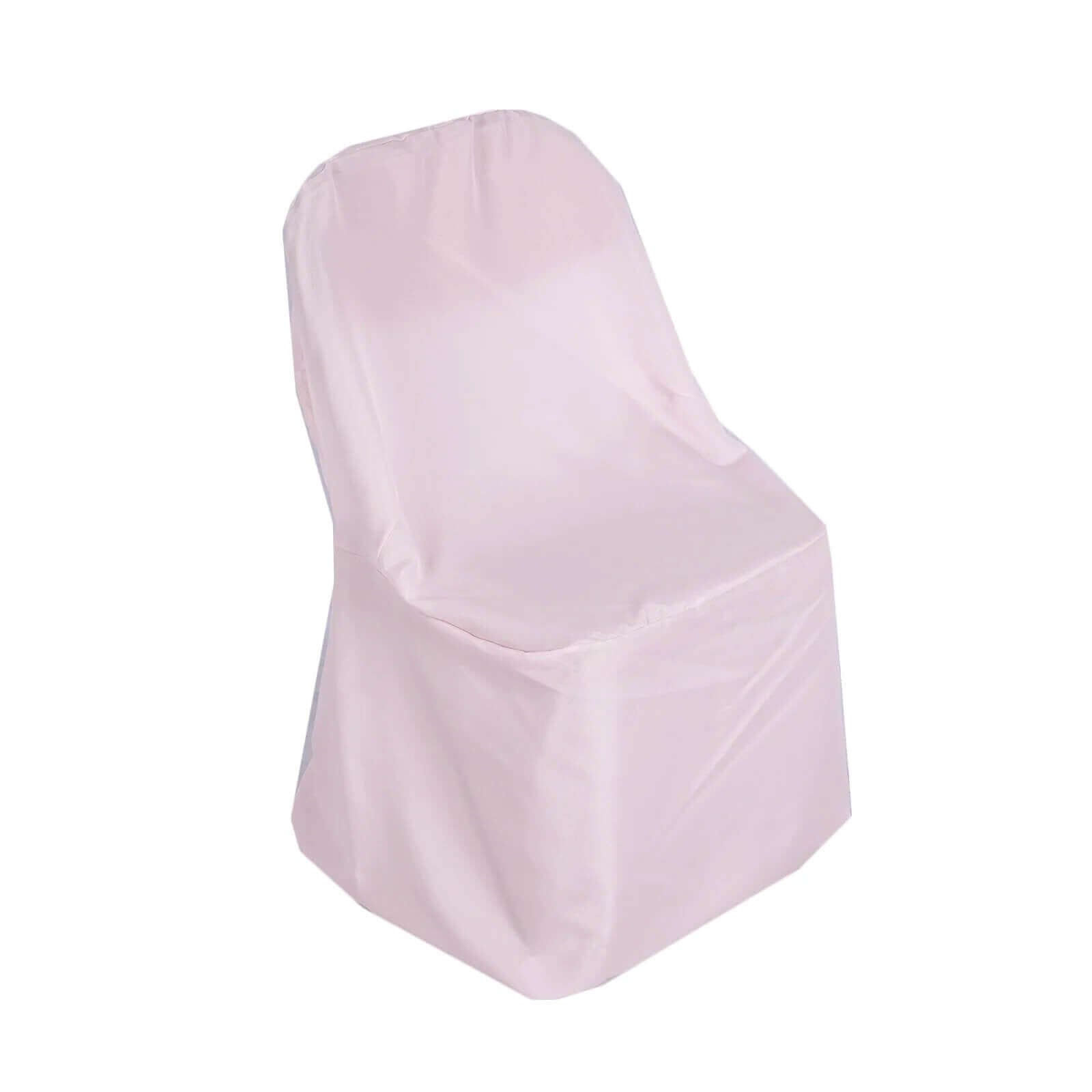 10 Pack Polyester Chair Covers for Folding Chairs Blush - Wrinkle-Free Stain-Resistant Slip-On Slipcovers