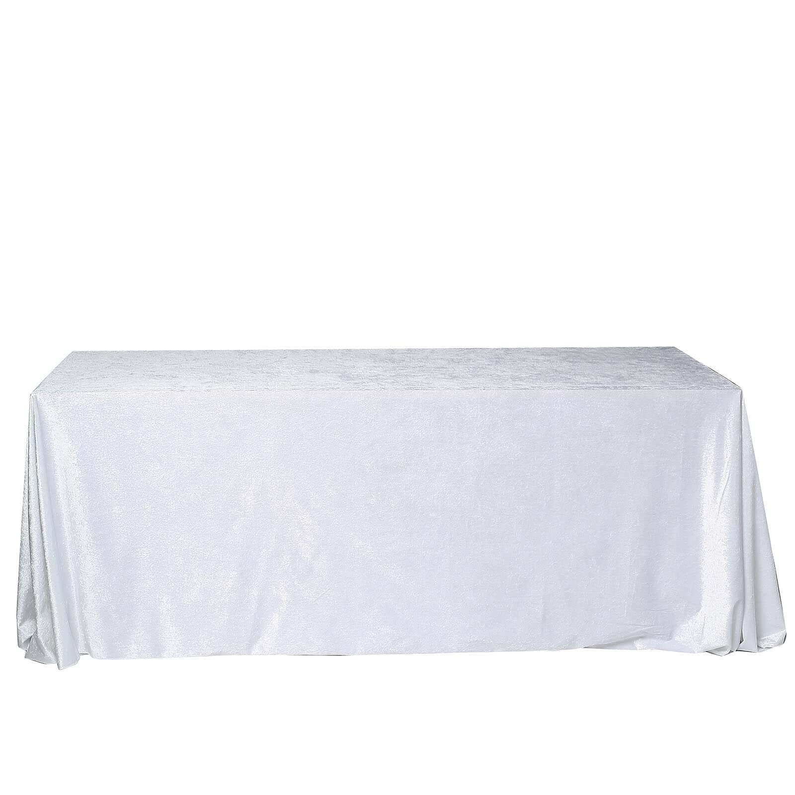 Premium Velvet 90x156 Rectangle Tablecloth White - Reusable Soft & Seamless Table Cover