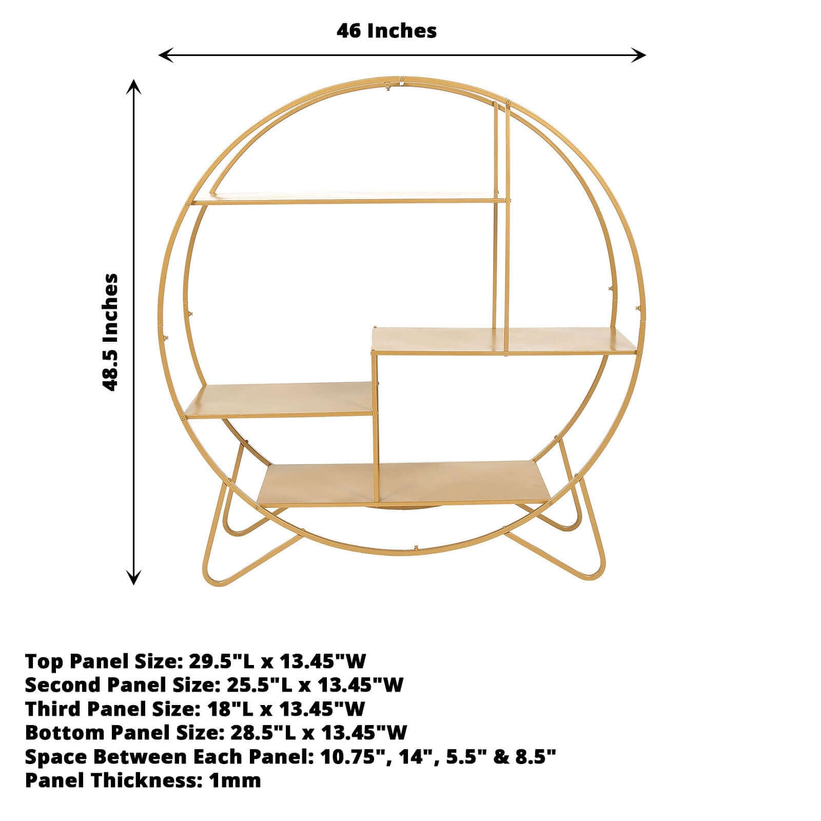 Metal Round Cake Dessert Display Stand 4ft Gold - Sturdy Large Modern Shelf Rack for Event Backdrops Balloon Garlands Floral Installations & Bookcase