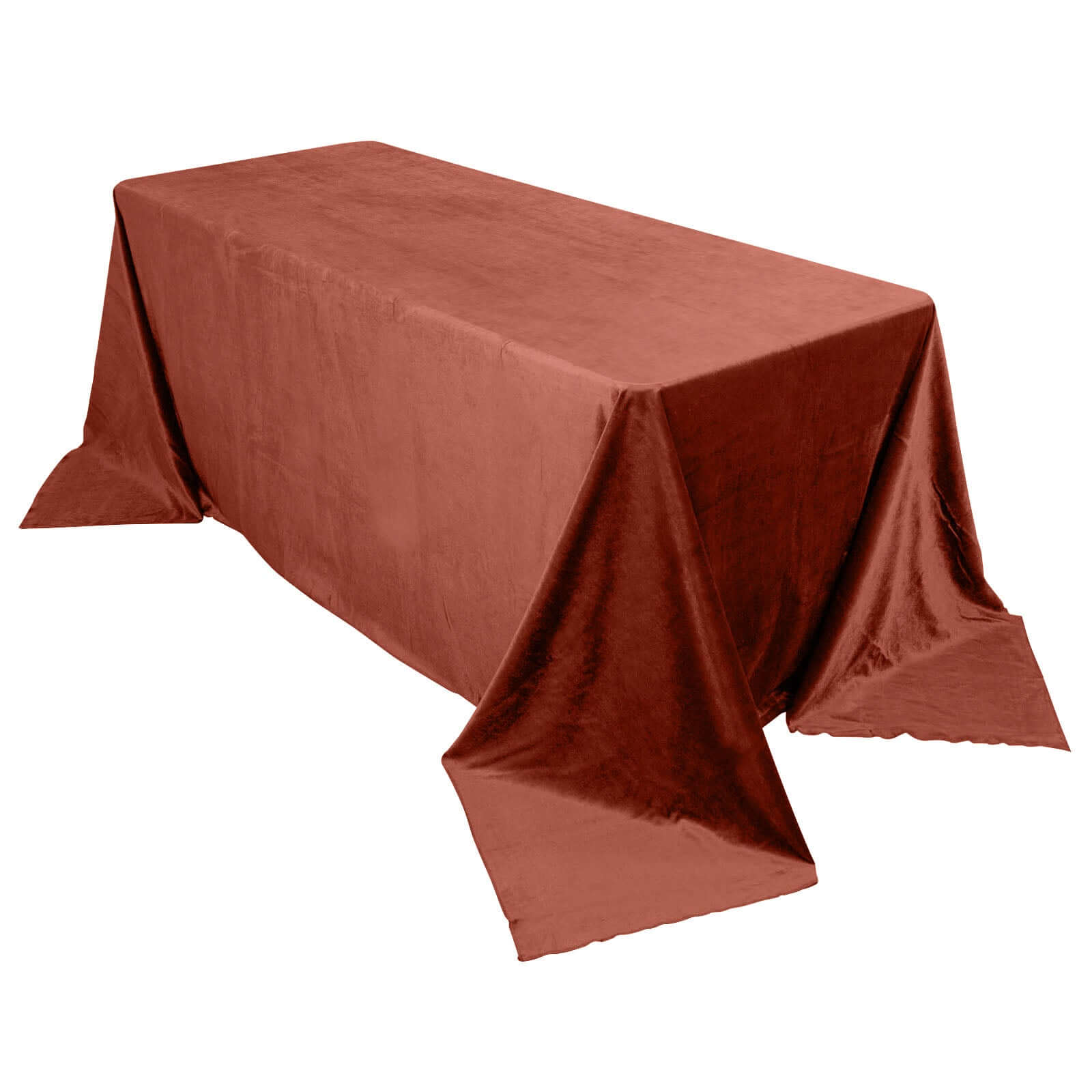 Premium Velvet 90x132 Rectangle Tablecloth Terracotta (Rust) - Reusable Soft & Seamless Table Cover