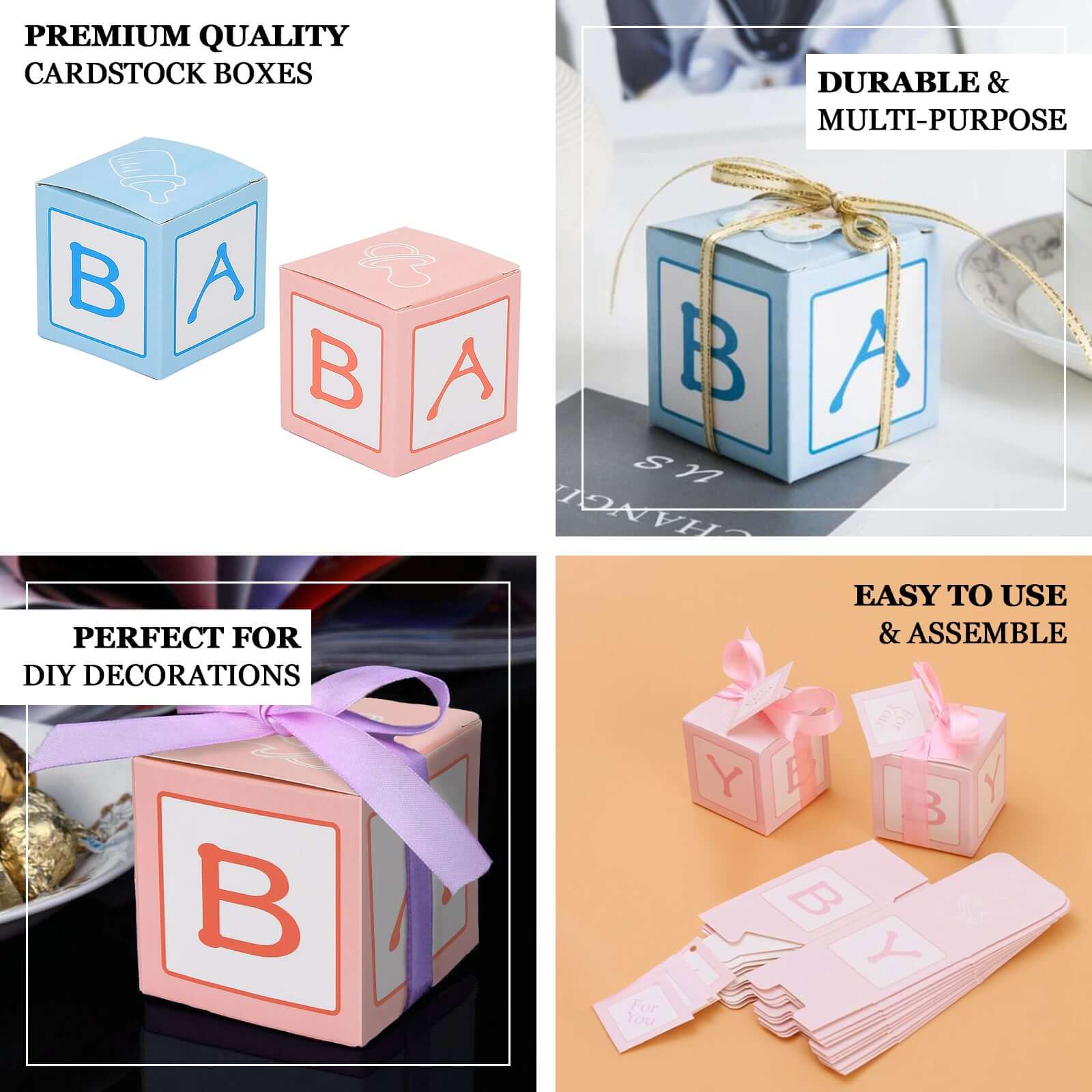 25 Pack 2 Pink Baby Shower Party Favor Candy Gift Boxes
