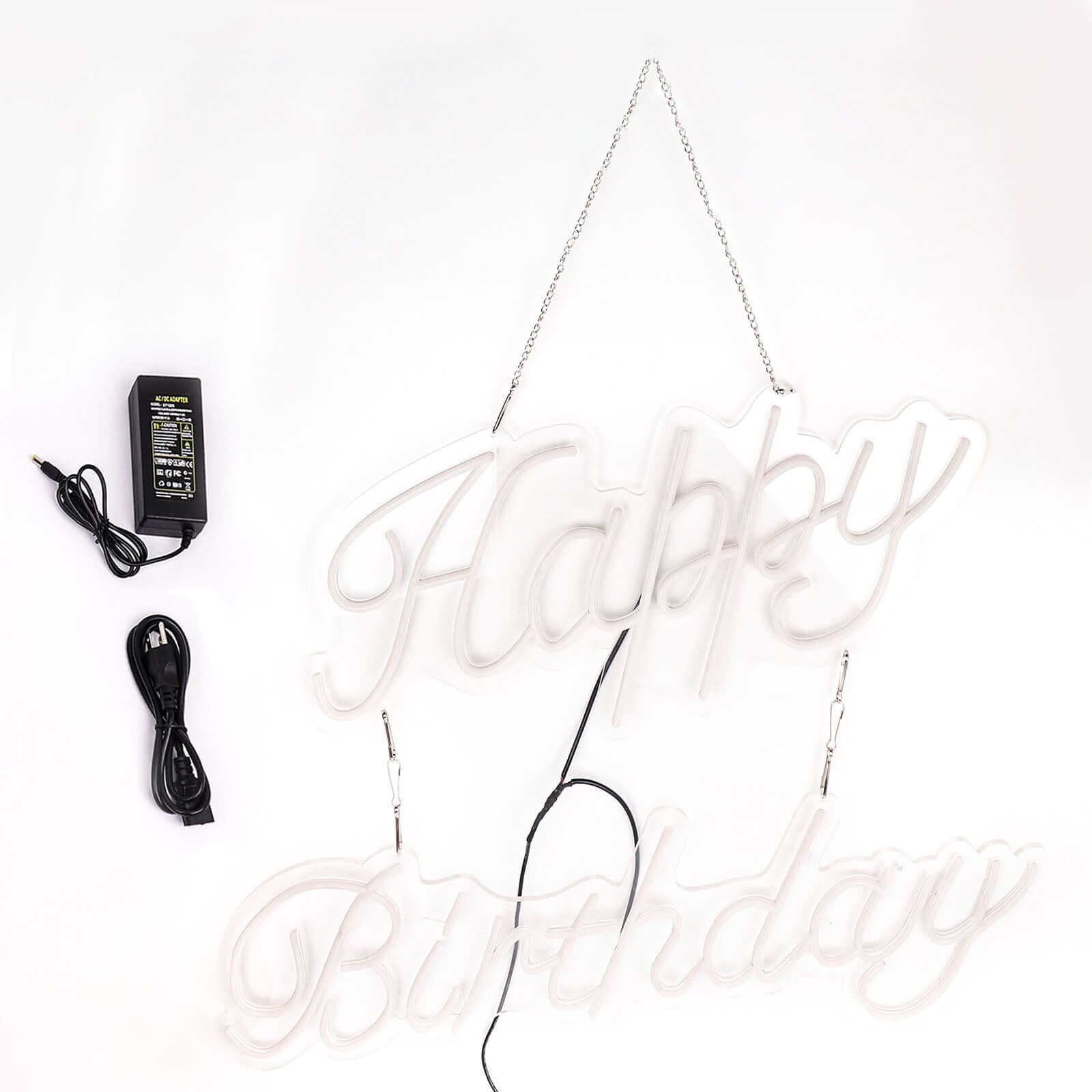 32 Happy Birthday Neon Light Sign, LED Reusable Wall Décor Lights With 5ft Hanging Chain