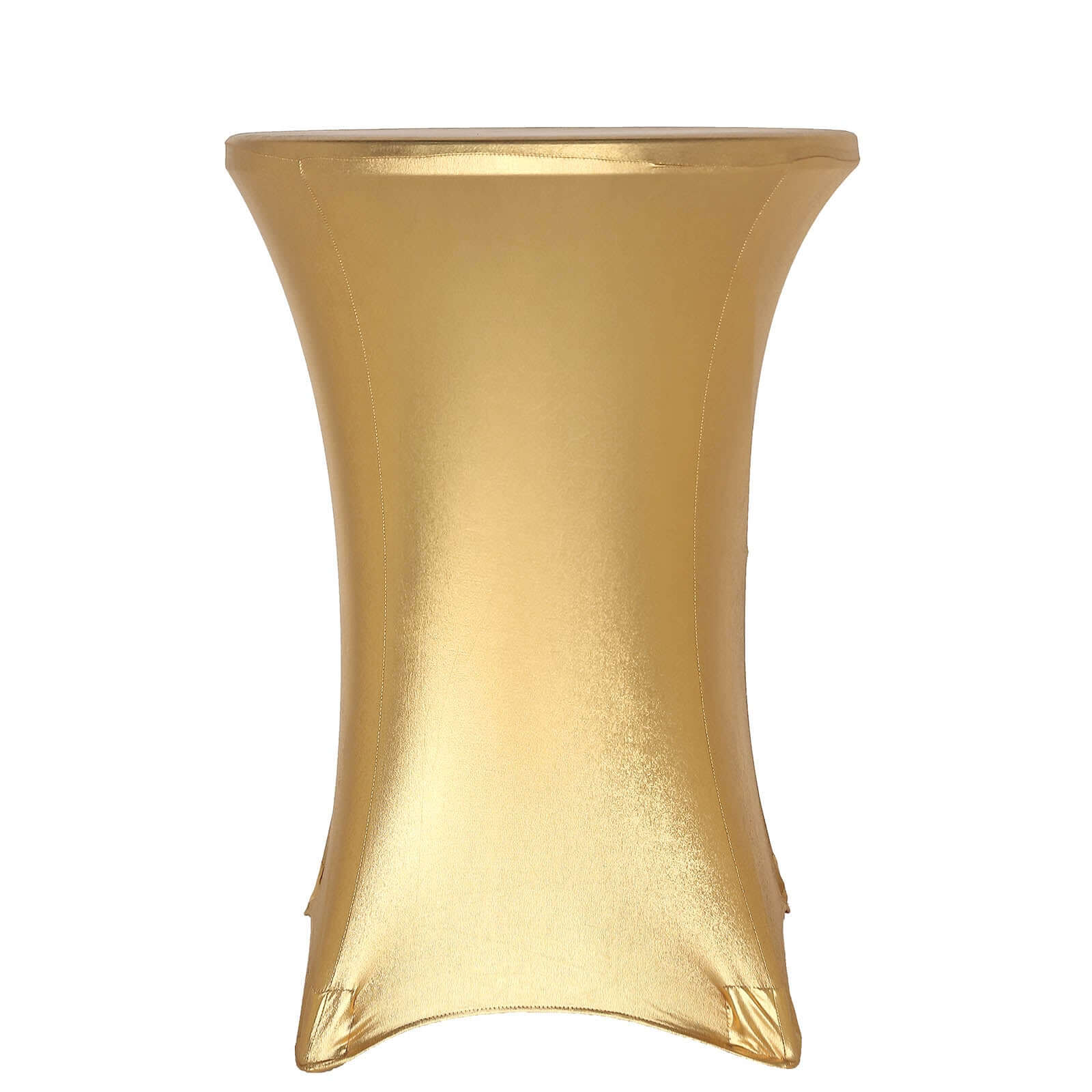 Metallic Spandex 32 Fitted Round Cocktail Table Cover Gold Highboy Tablecloth - Stretch Fit & Water-Resistant for Stylish Decor