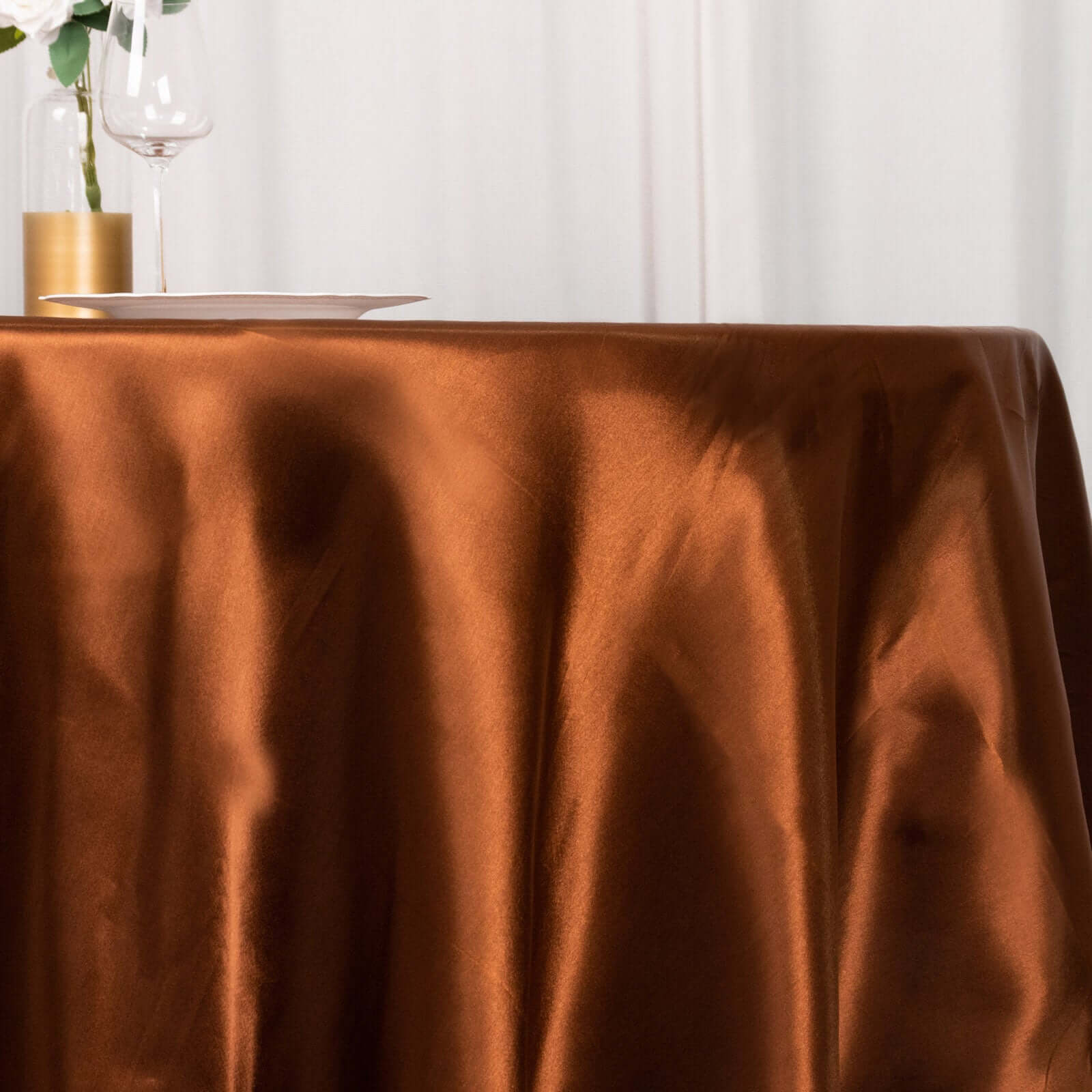 Satin 120 Round Tablecloth Cinnamon Brown - Stylish Seamless Table Cover