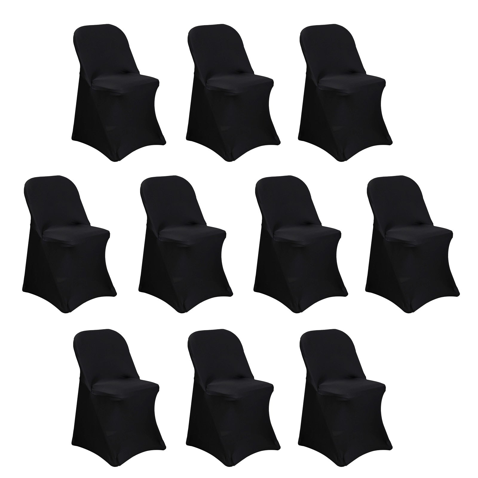 10 Pack Stretch Spandex Chair Covers Black for Folding Chairs - Durable Perfectly 160GSM Fitted Slipcovers for Professional & Casual Events