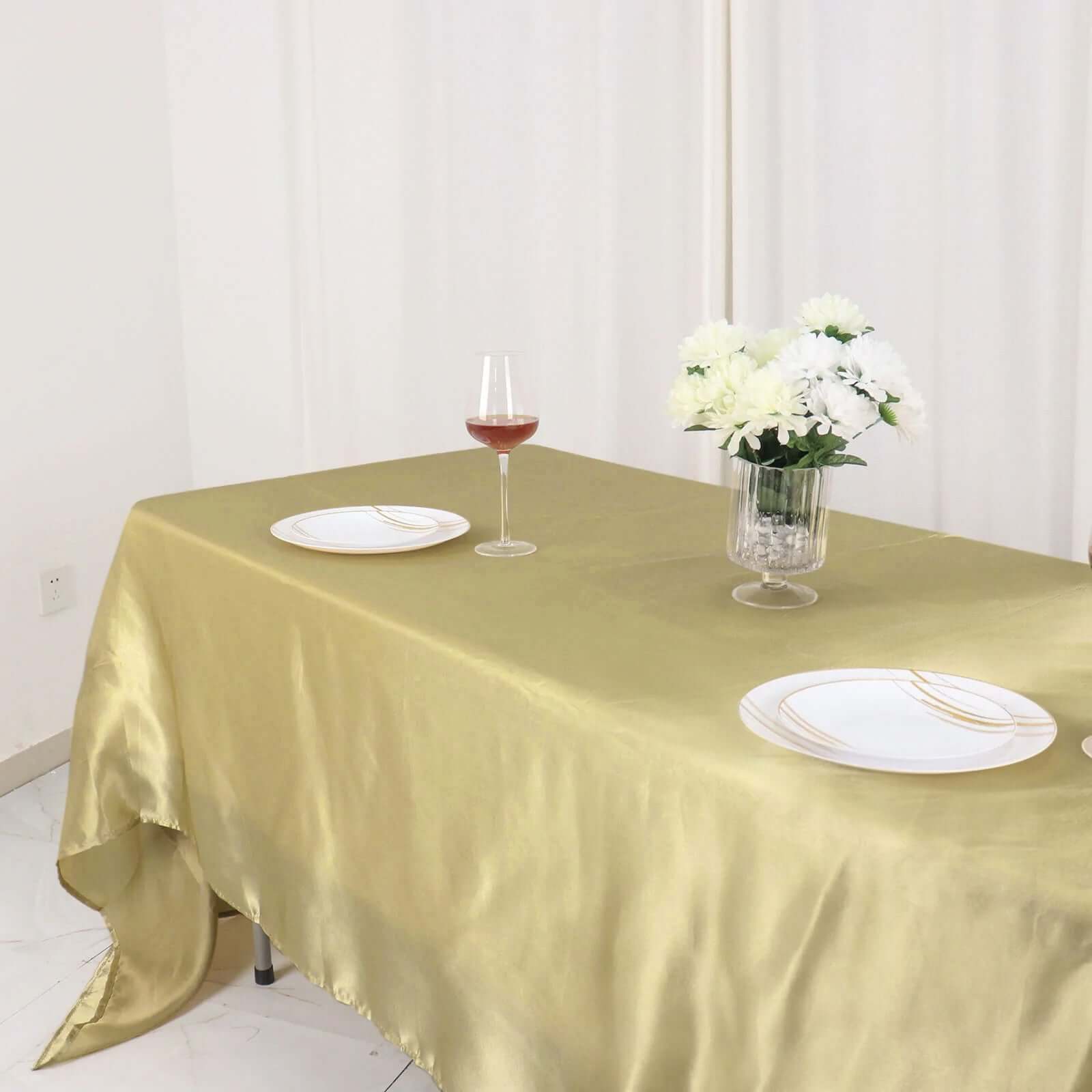 Satin Rectangular 60x126 Tablecloth Champagne - Smooth and Lustrous Table Cover