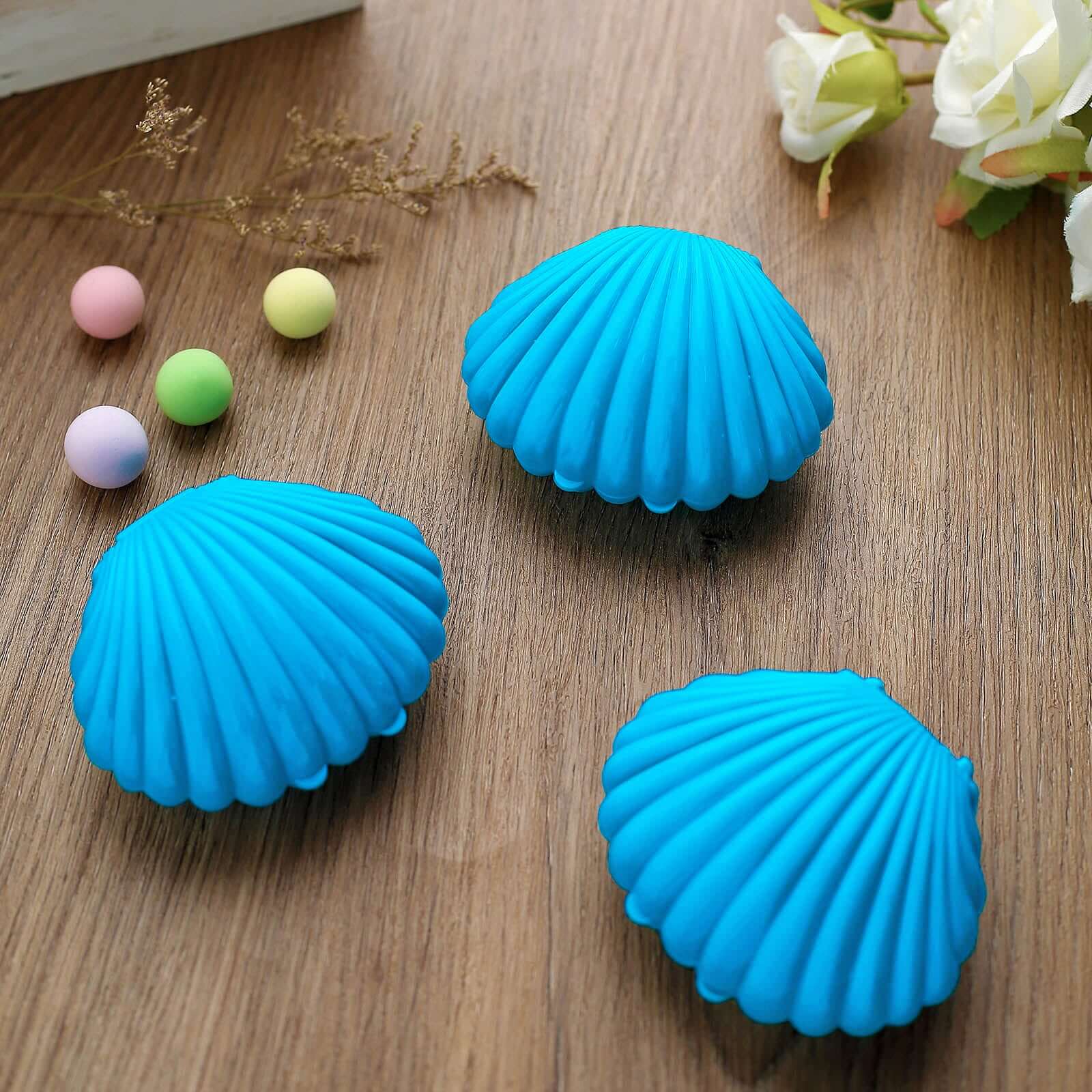 12-Pack Seashell Candy Container Gift Boxes Light Blue Beach Theme - Decorative Mini Favor Boxes for Jewelry 3.5