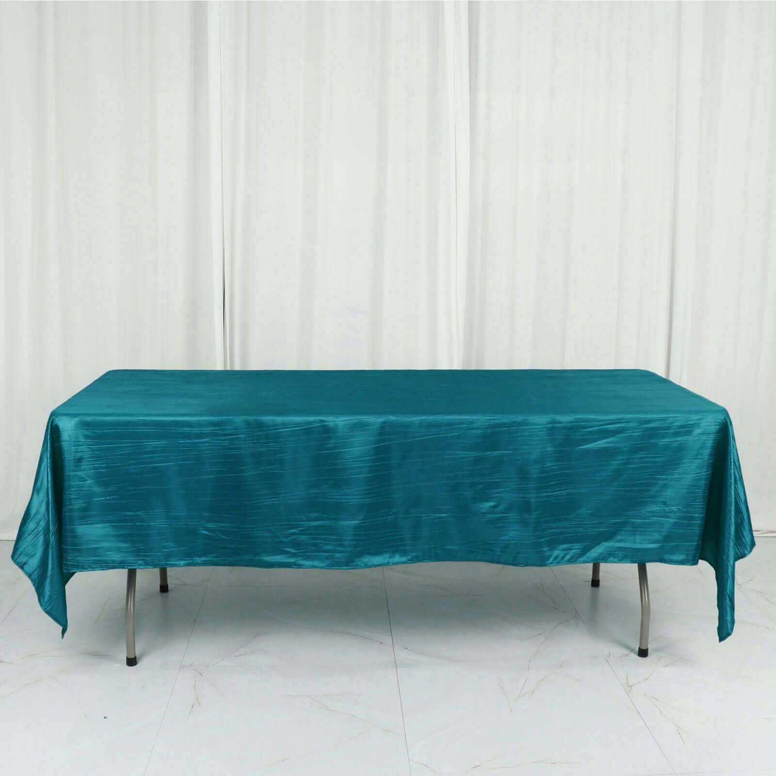 Taffeta 60x102 Rectangle Tablecloth Teal - Accordion Crinkle Table Cover