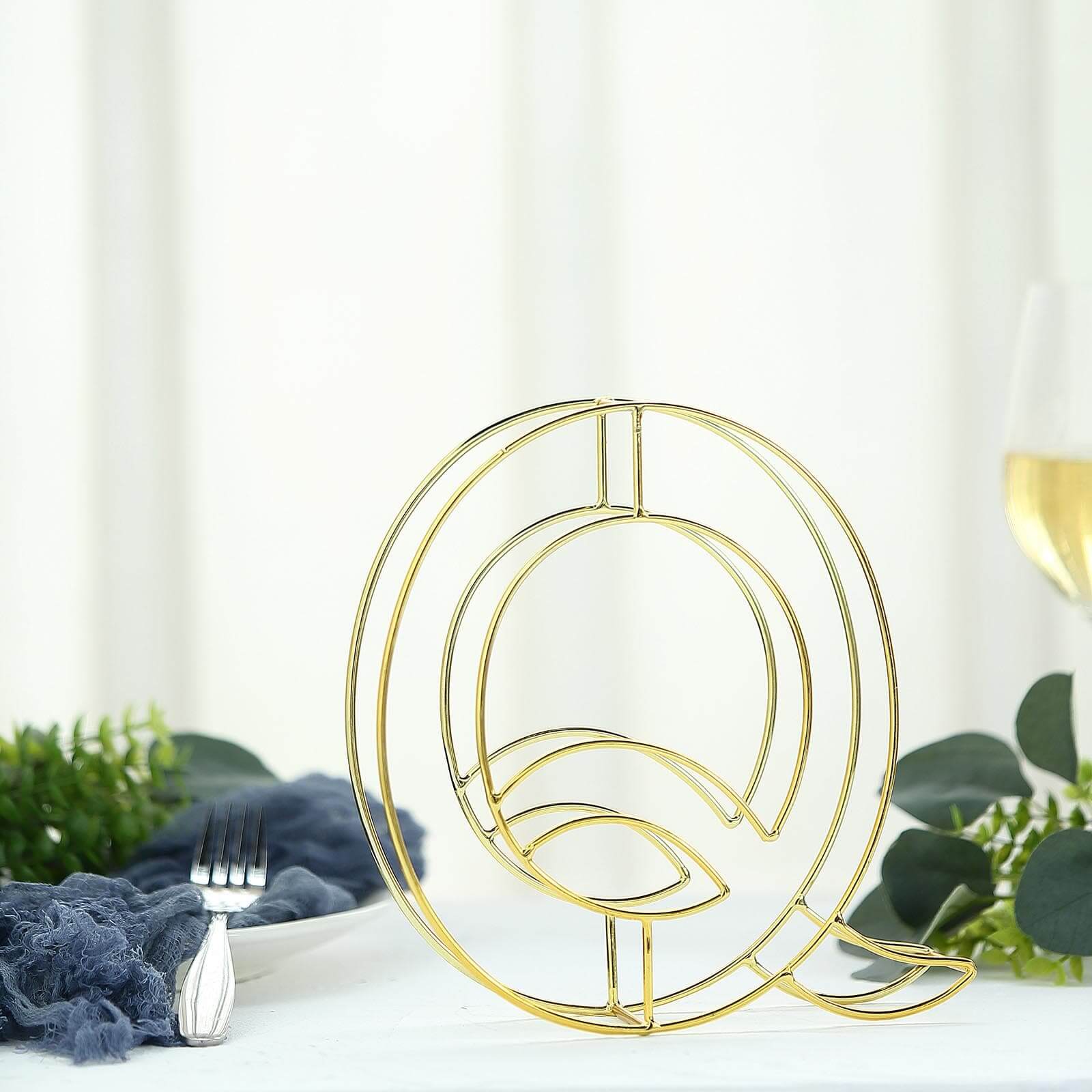 8 Tall Gold Freestanding 3D Decorative Wire Letter, Wedding Centerpiece - Q