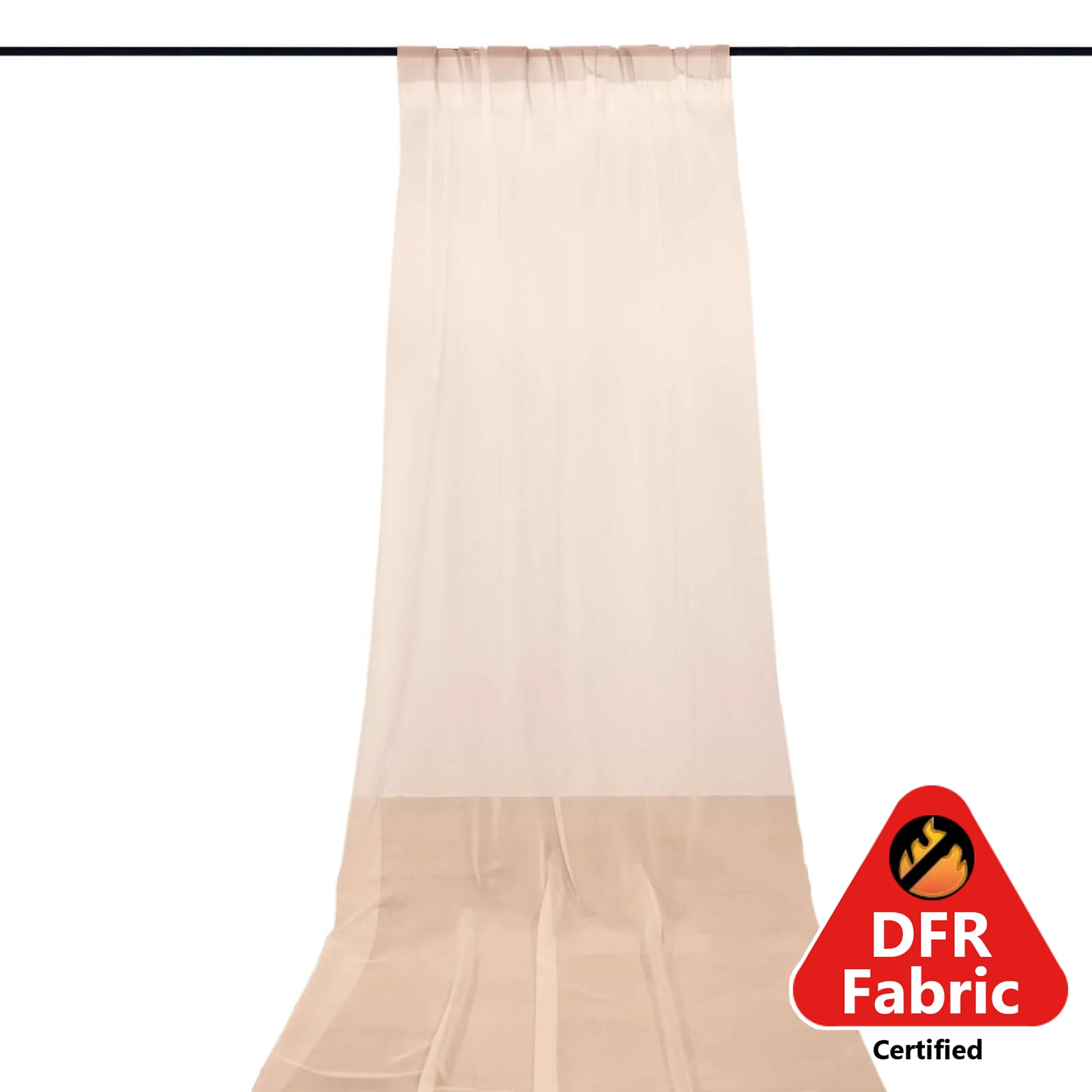 5ftx14ft Premium Nude Chiffon Curtain Panel, Durable Flame Resistant Backdrop Ceiling Drapery With Rod Pocket