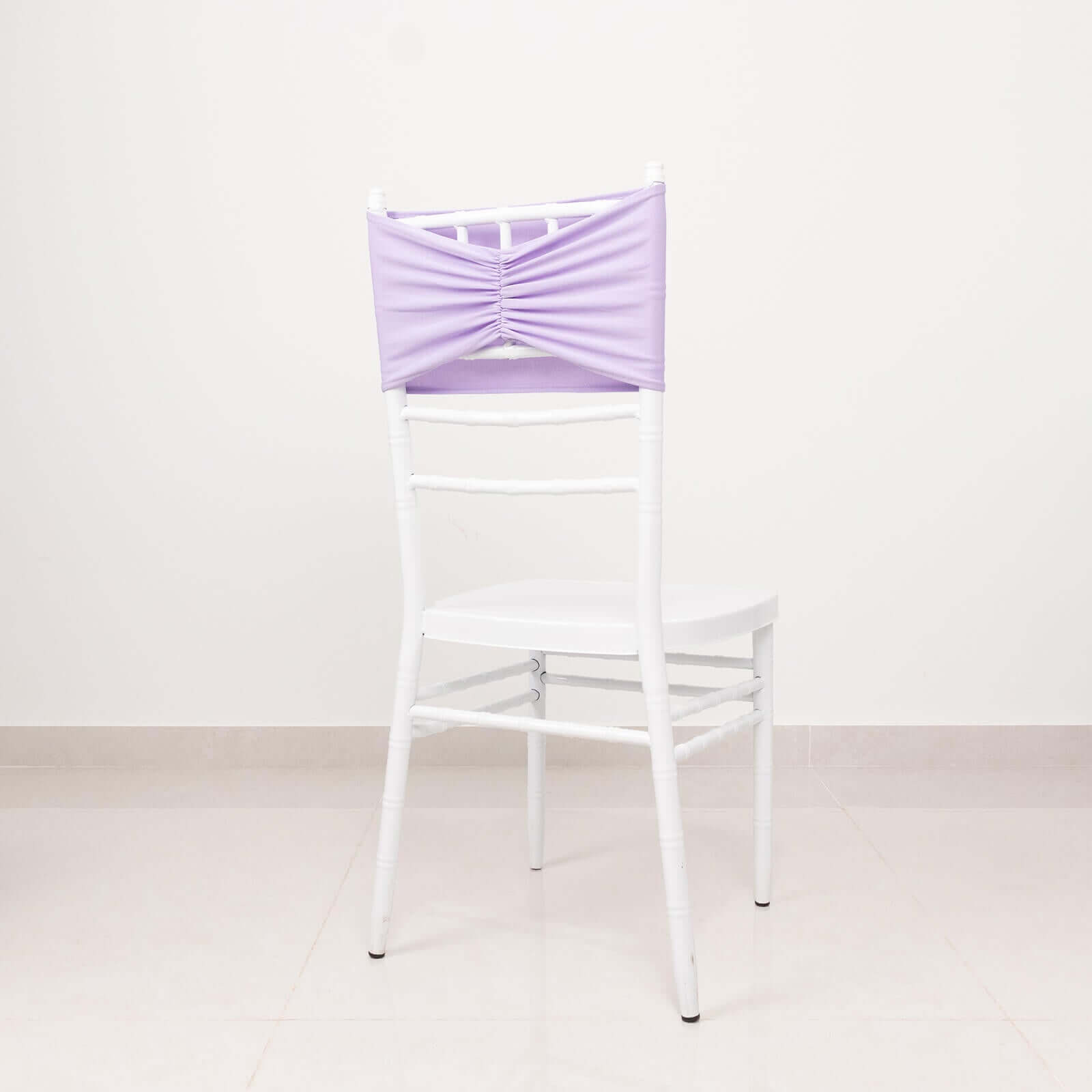 5 Pack Spandex Chair Sashes Lavender Lilac Ruffled Style - Wide Easy to Use Stretch Chair Bands 8x13