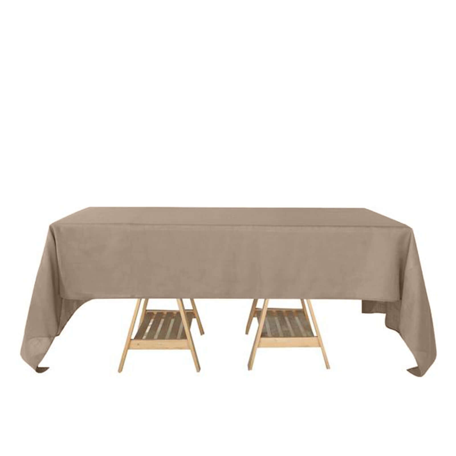 Faux Linen 60x126 Rectangular Tablecloth Taupe - Slubby Textured & Wrinkle Resistant for Weddings and Special Events