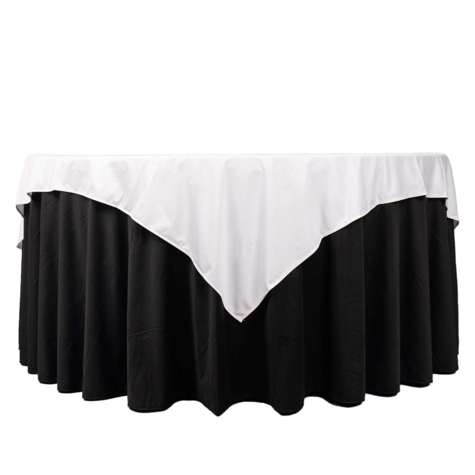 Premium Scuba 70x70 Table Overlay Square Tablecloth White - Wrinkle Free & Stain Resistant Table Cover for Weddings and Banquets