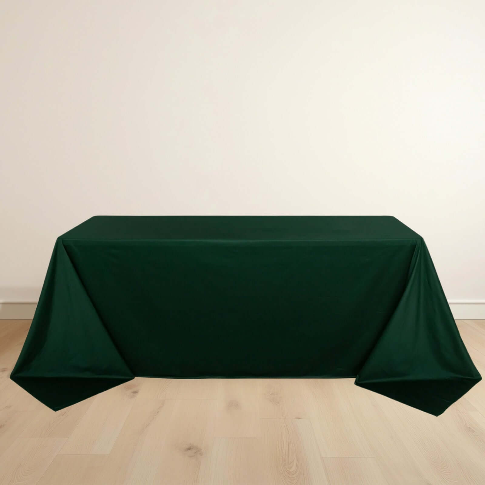 Premium Scuba Rectangular 90x132 Tablecloth Hunter Emerald Green - Wrinkle Free, Stain Resistant & Seamless Table Cover