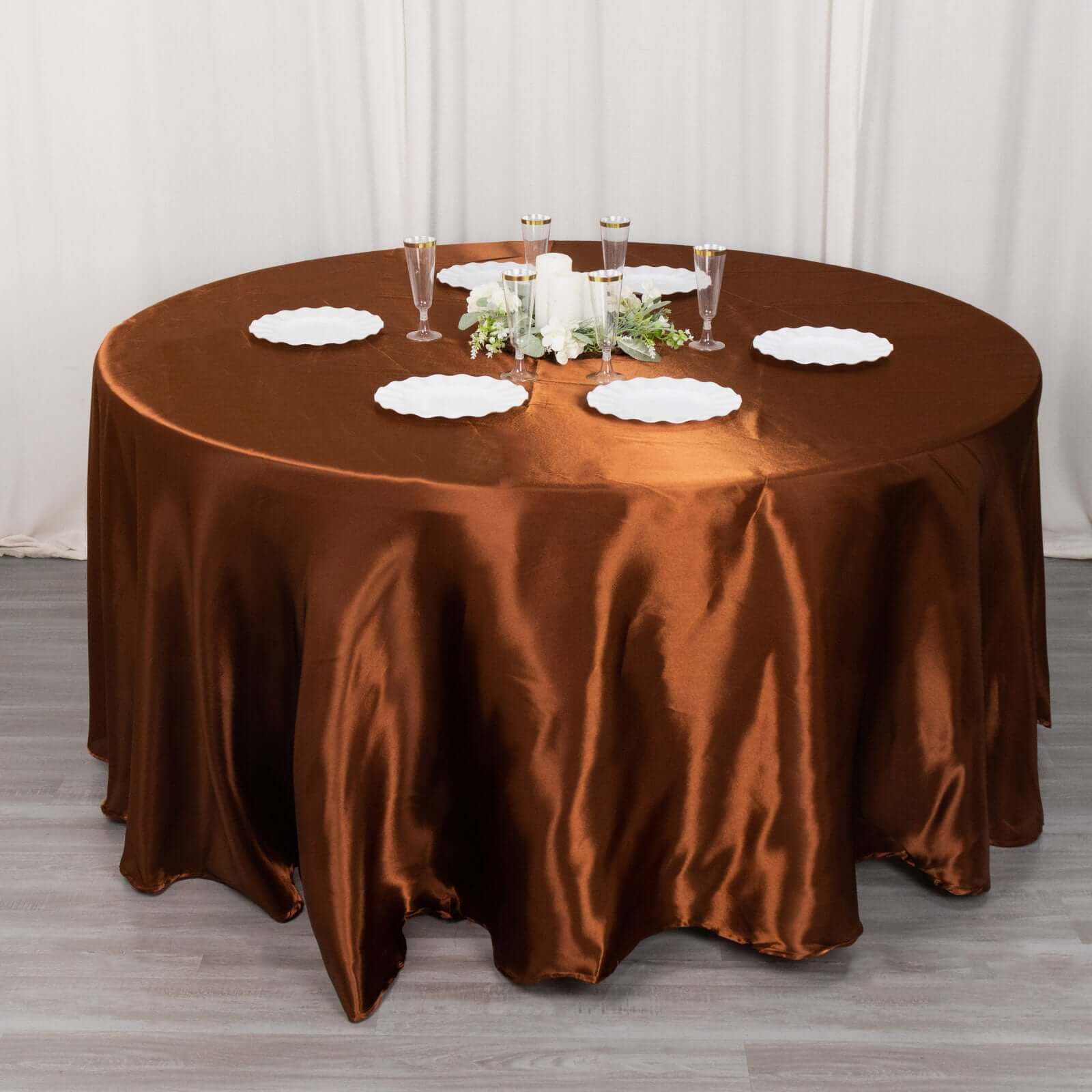 Satin 120 Round Tablecloth Cinnamon Brown - Stylish Seamless Table Cover