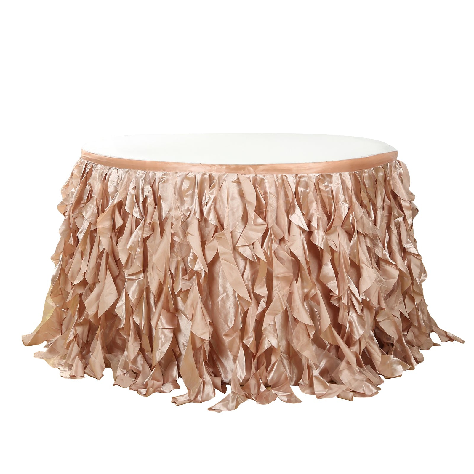 Taffeta 14ft Table Skirt Nude - Cascading Curly Willow Style Table Cover