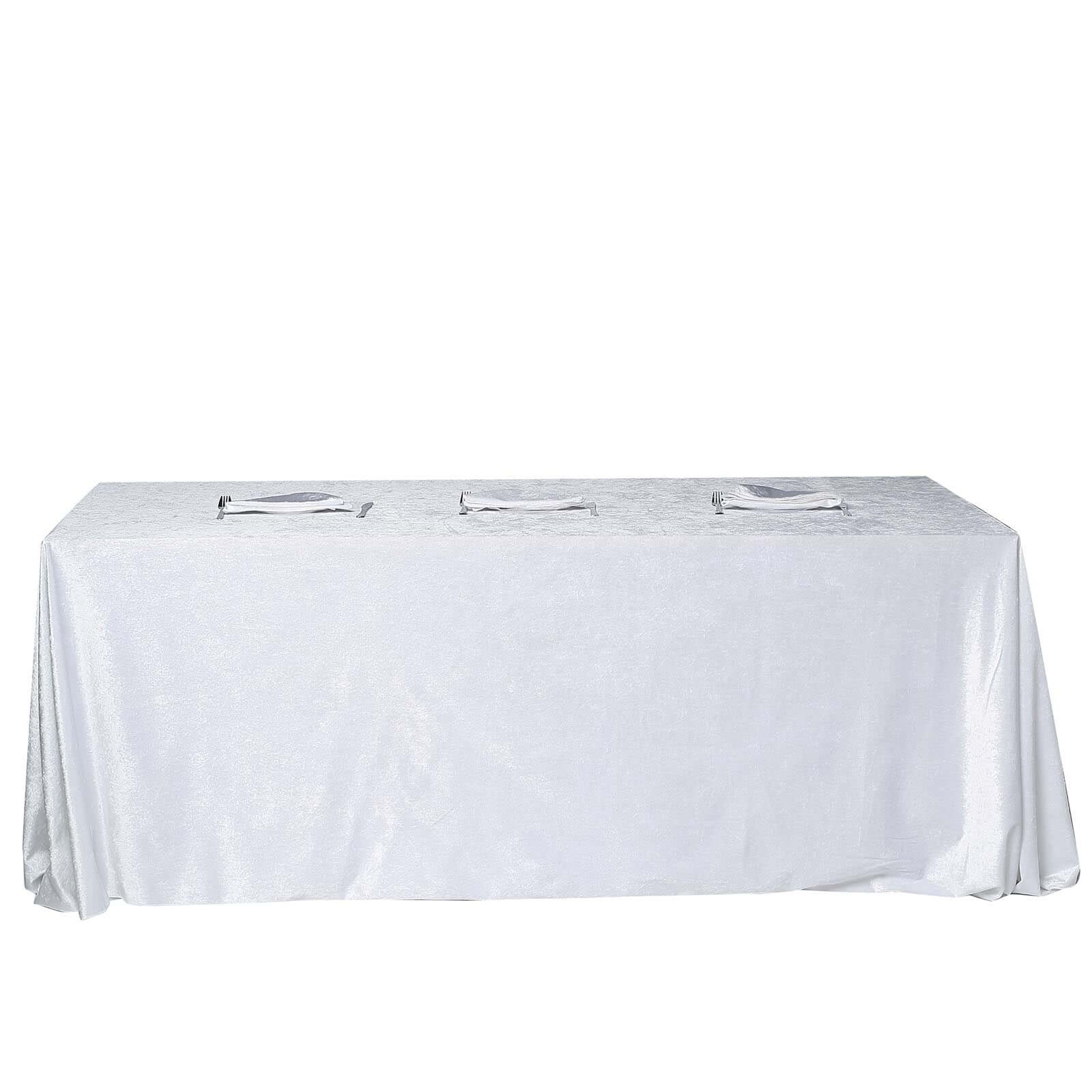 Premium Velvet 90x156 Rectangle Tablecloth White - Reusable Soft & Seamless Table Cover