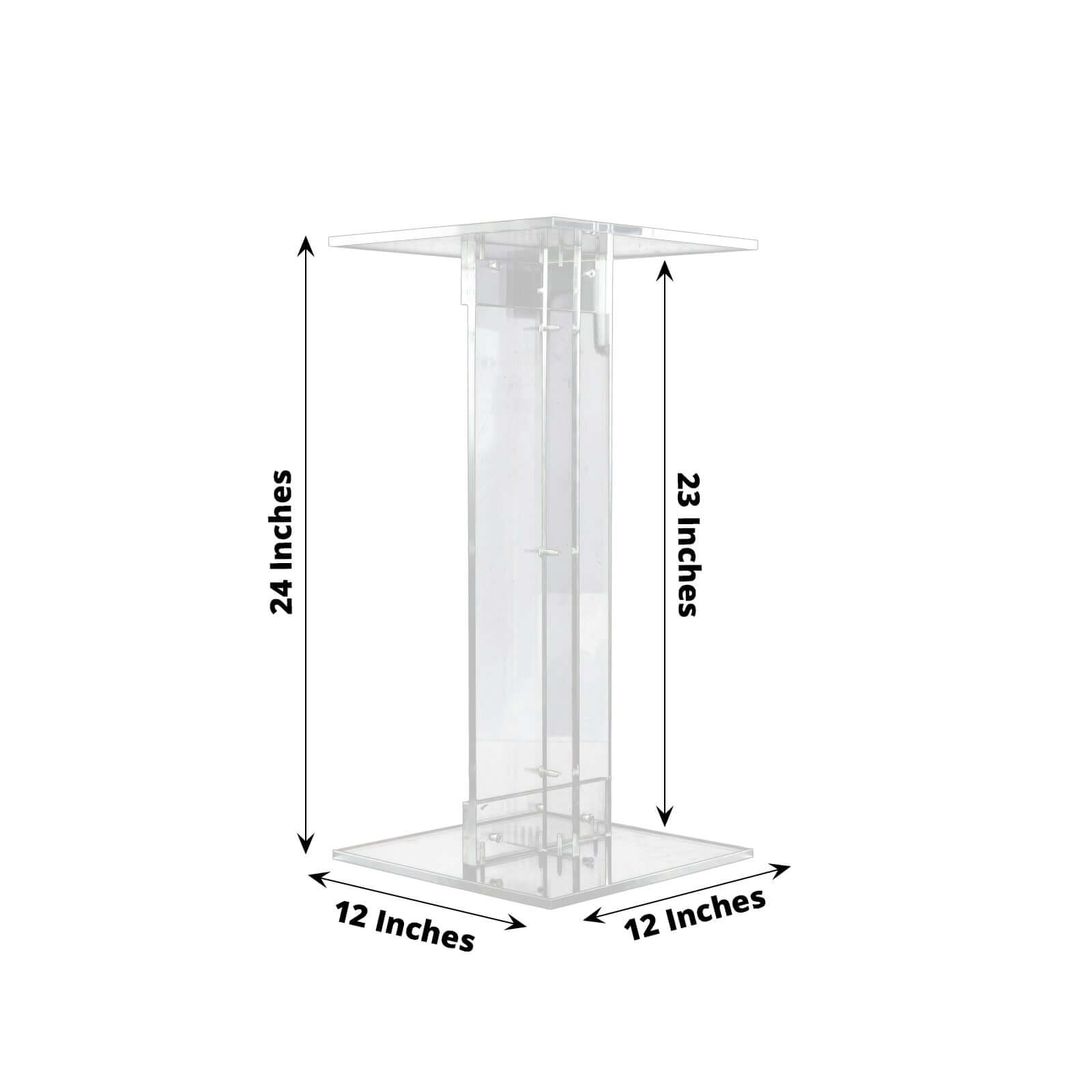 Acrylic Display Stand Flower Pedestal with Square Bases Clear - Durable 10mm Thick Wedding Centerpiece 24