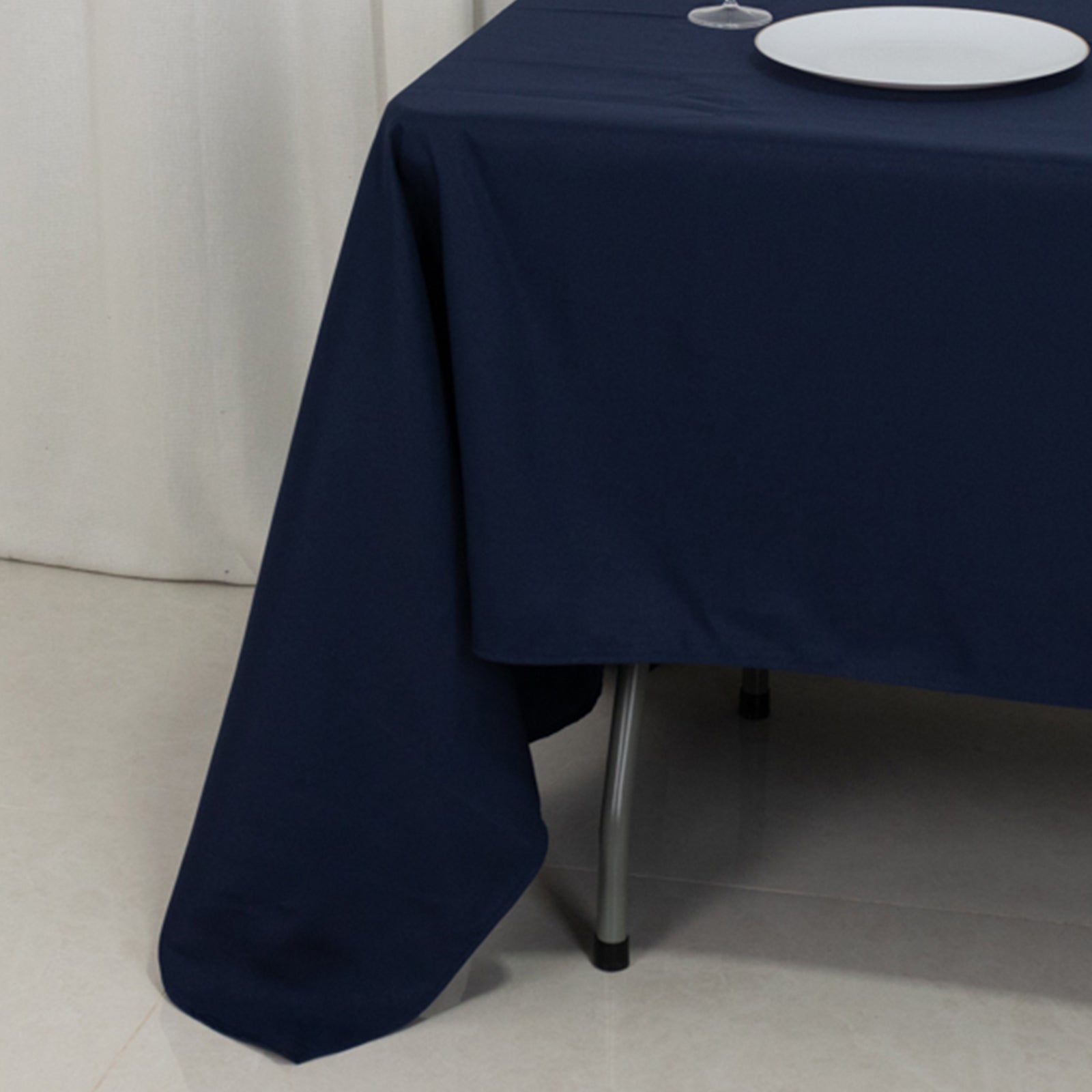 Fire Retardant Premium Polyester 60x126 Rectangular Tablecloth Navy Blue - High-Performance Table Cover