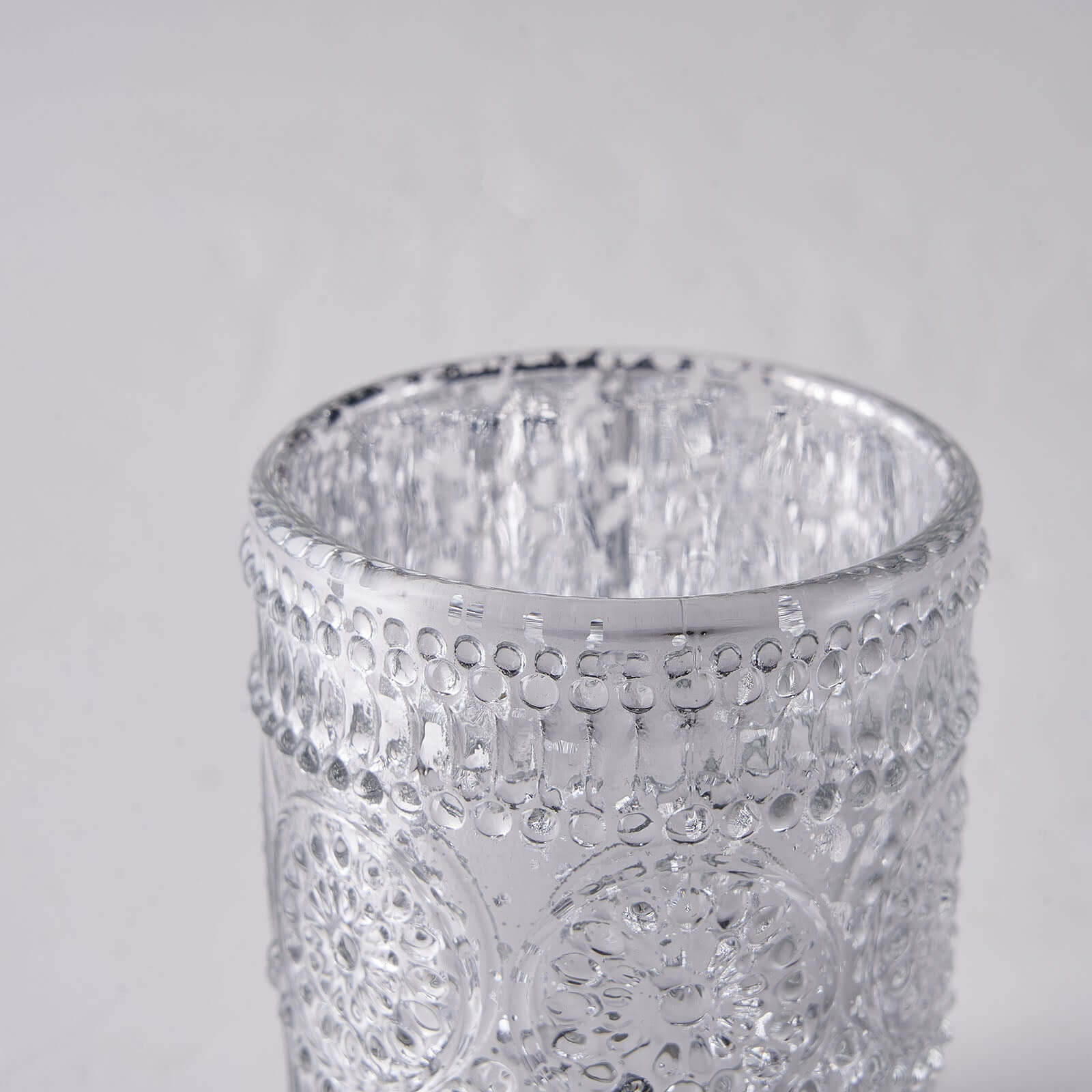 6-Pack Mercury Glass Candle Holders Silver Primrose Design - Votive Tealight Holders for Weddings