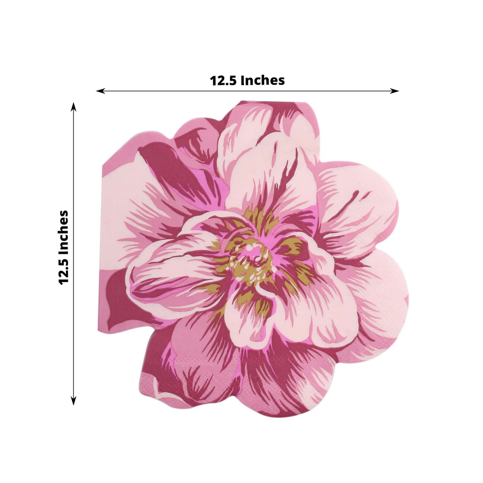 20-Pack Paper Cocktail Napkins with Pink Peony Flower Shape - Soft 2 Ply Disposable Napkins for Parties