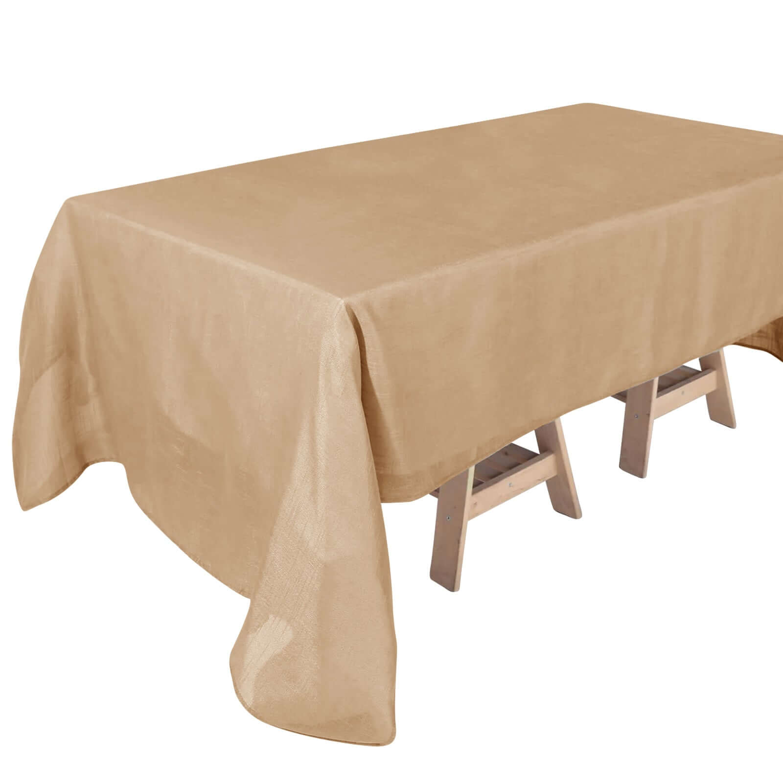 Faux Linen 60x126 Rectangular Tablecloth Natural - Slubby Textured & Wrinkle Resistant for Weddings and Special Events