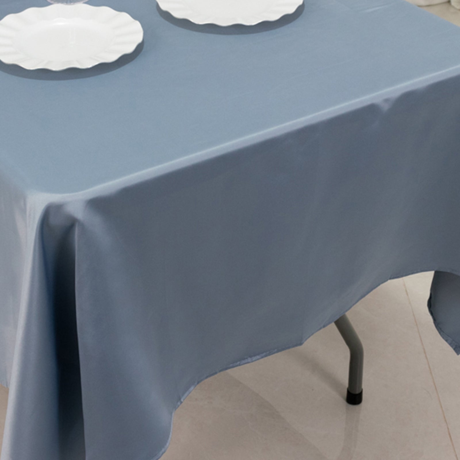 Lamour Satin 60x102 Rectangle Tablecloth Dusty Blue - Durable & Silky Soft Feel Table Cover