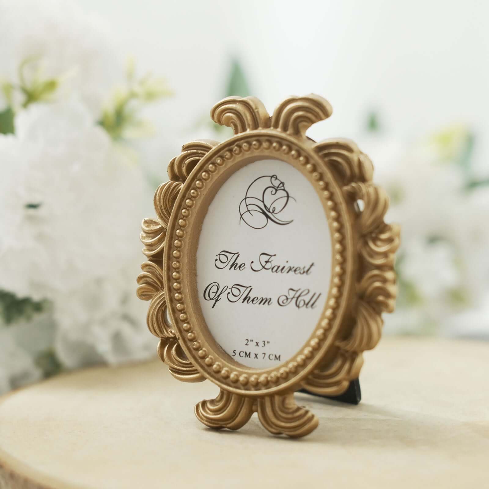 4-Pack Picture Frames Gold Resin Decorative Baroque Oval Design - Beaded Place Card Holders & Party Favors 4