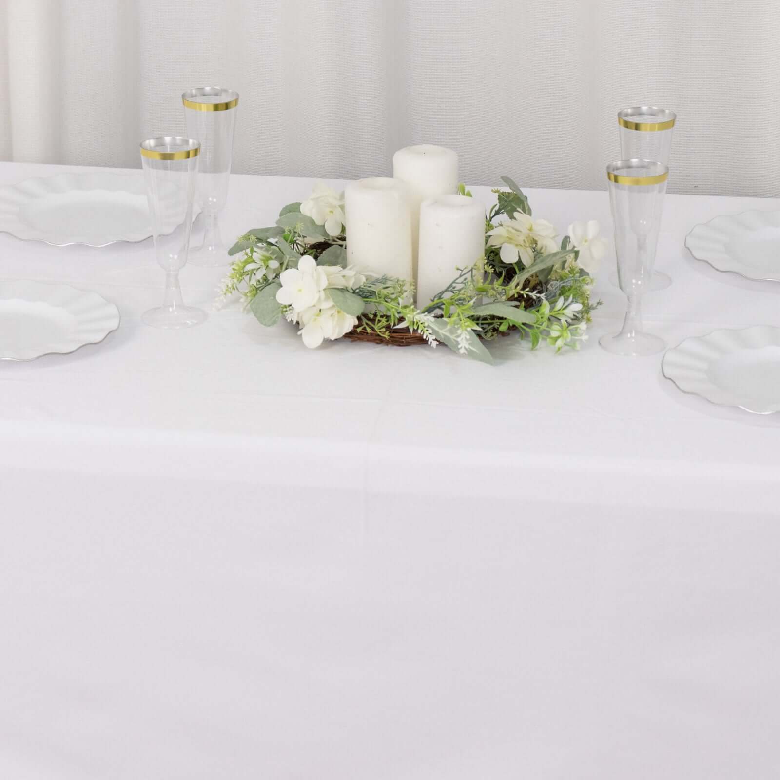 Premium Scuba Rectangular 60x102 Tablecloth White - Wrinkle Free & Stain Resistant Table Cover for Weddings and Banquets