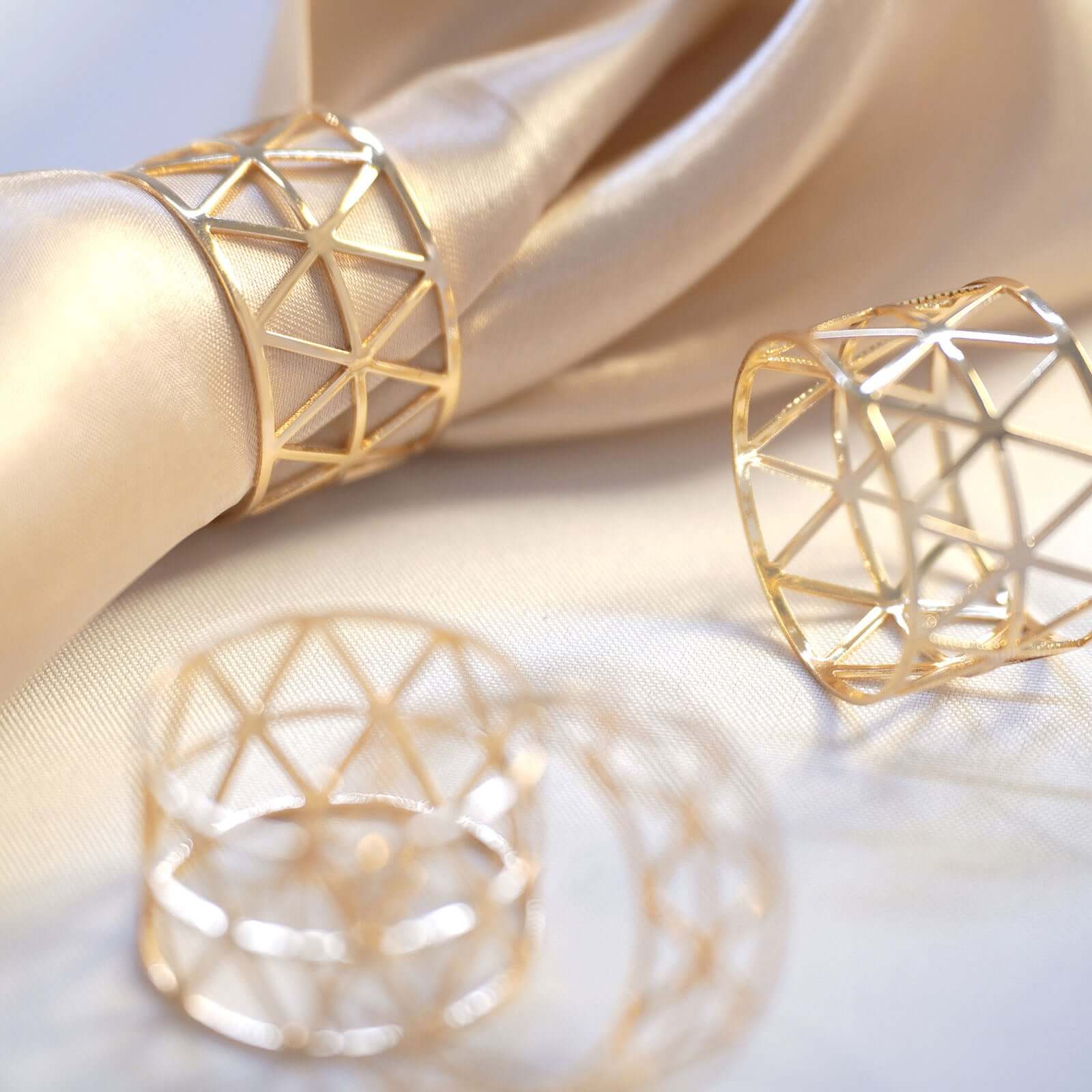 5 Pack Metallic Gold Geometric Napkin Rings, Paper Napkin Holders