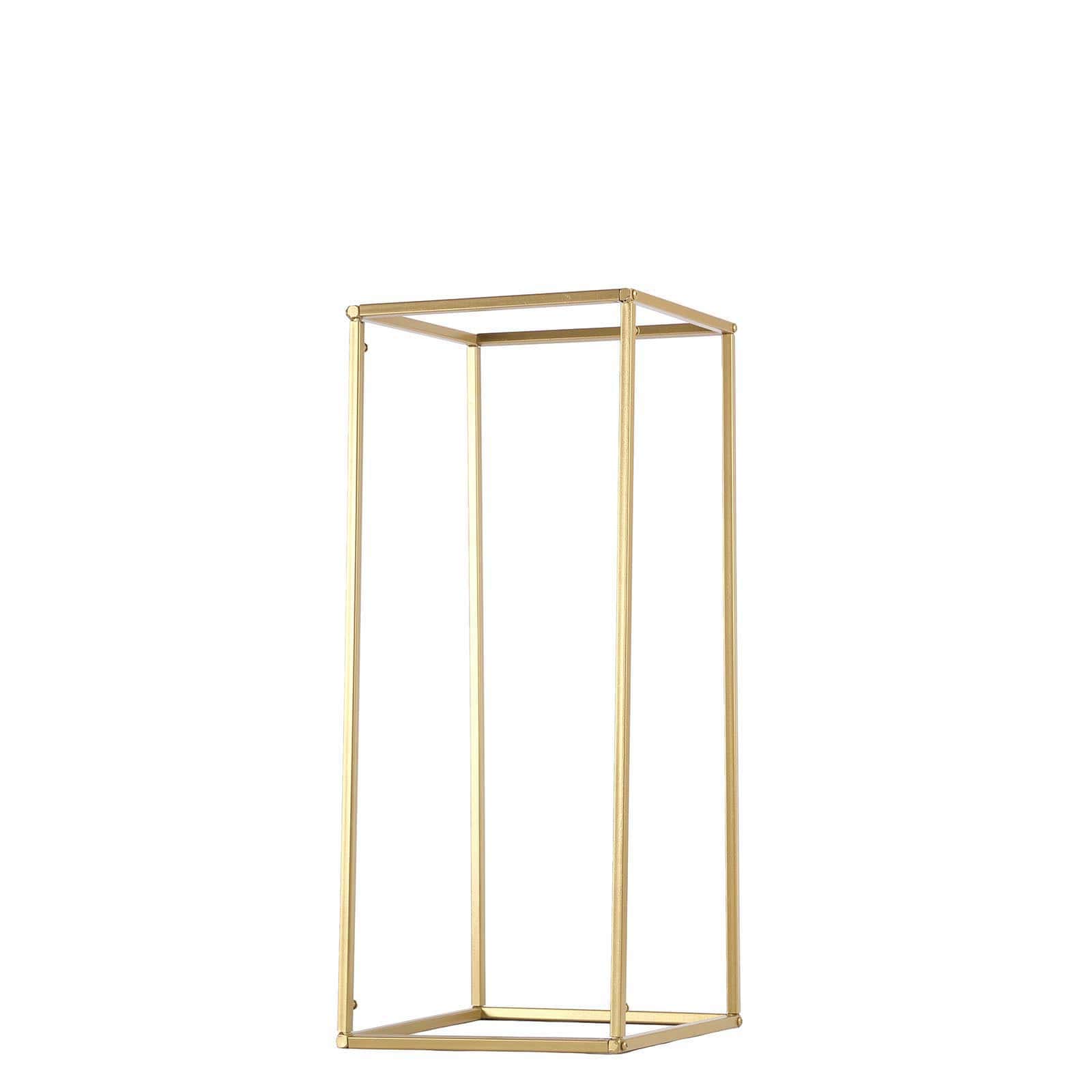 2-Pack Wedding Flower Stand Gold Metal Geometric Column Frame Rectangular - Versatile Floral Pedestal for Sophisticated Arrangements 24