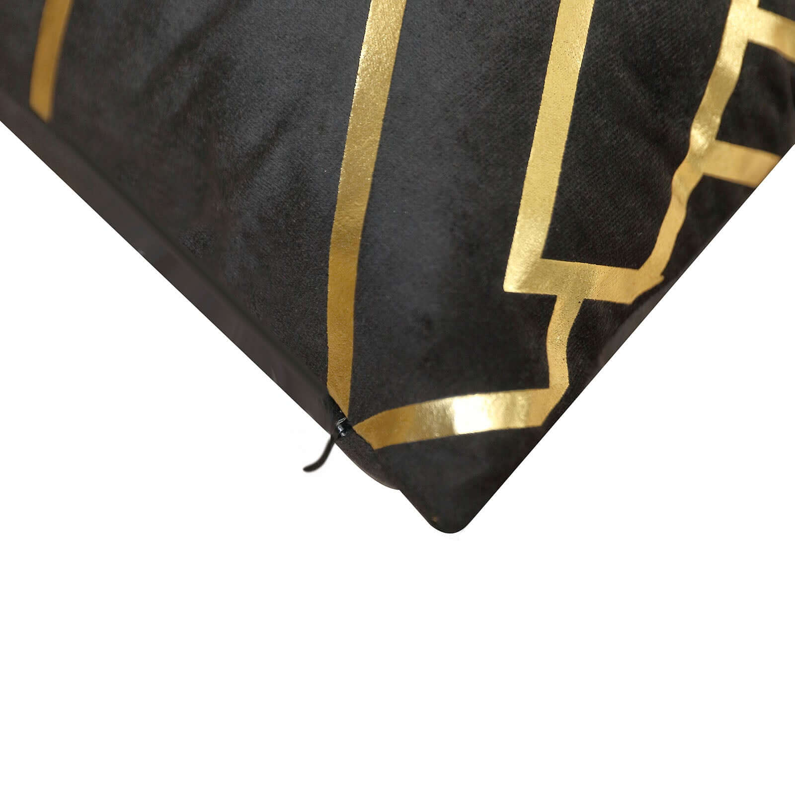 Set Of 4 18 Black Gold Foil Geometric Print Throw Pillow Covers, Velvet Square Sofa Cushion Covers