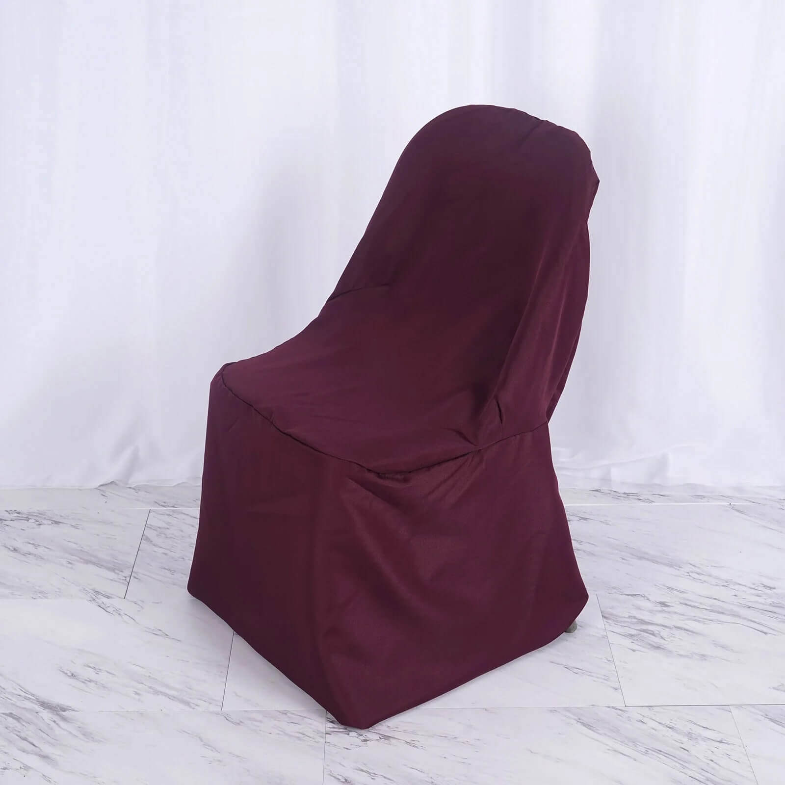 10 Pack Polyester Chair Covers for Folding Chairs Burgundy - Wrinkle-Free Stain-Resistant Slip-On Slipcovers