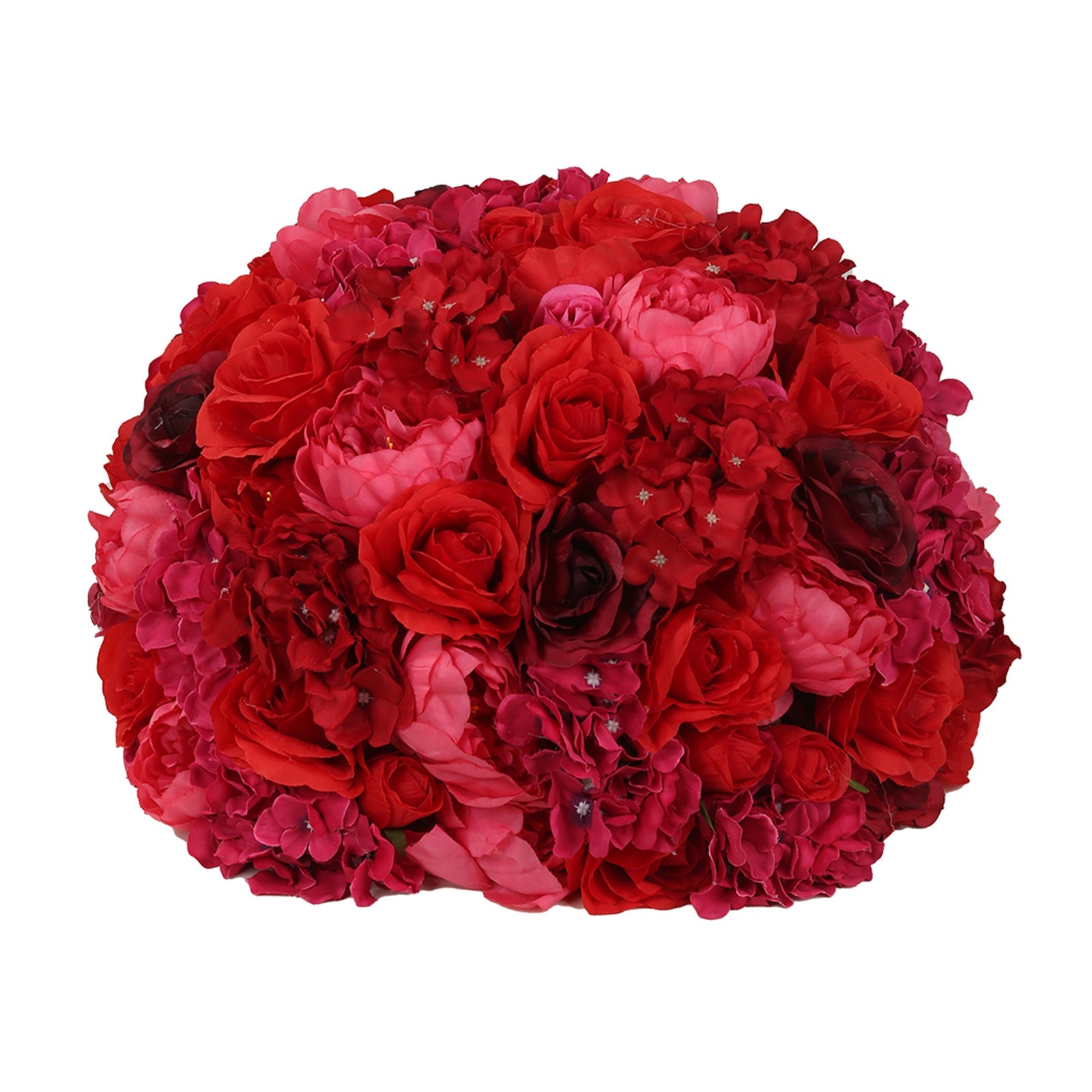 Pre-Arranged Silk Rose Bouquet Floral Arrangement Table Decor, Large Red Artificial Rose Flower Balls Wedding Centerpieces - 20