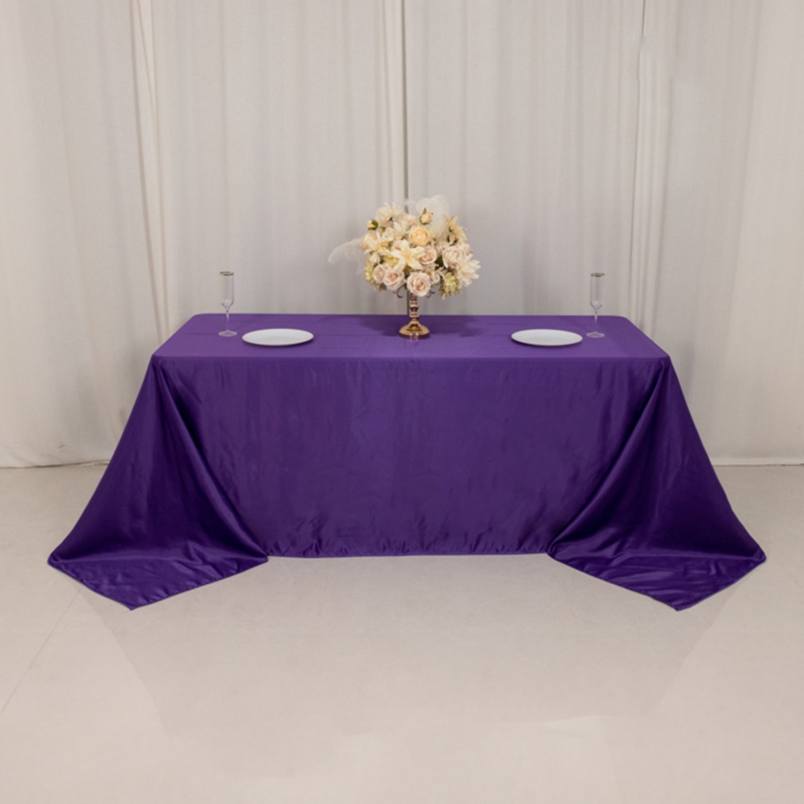 Lamour Satin 90x132 Rectangle Tablecloth Purple - Soft & Silk-Like Seamless Table Cover