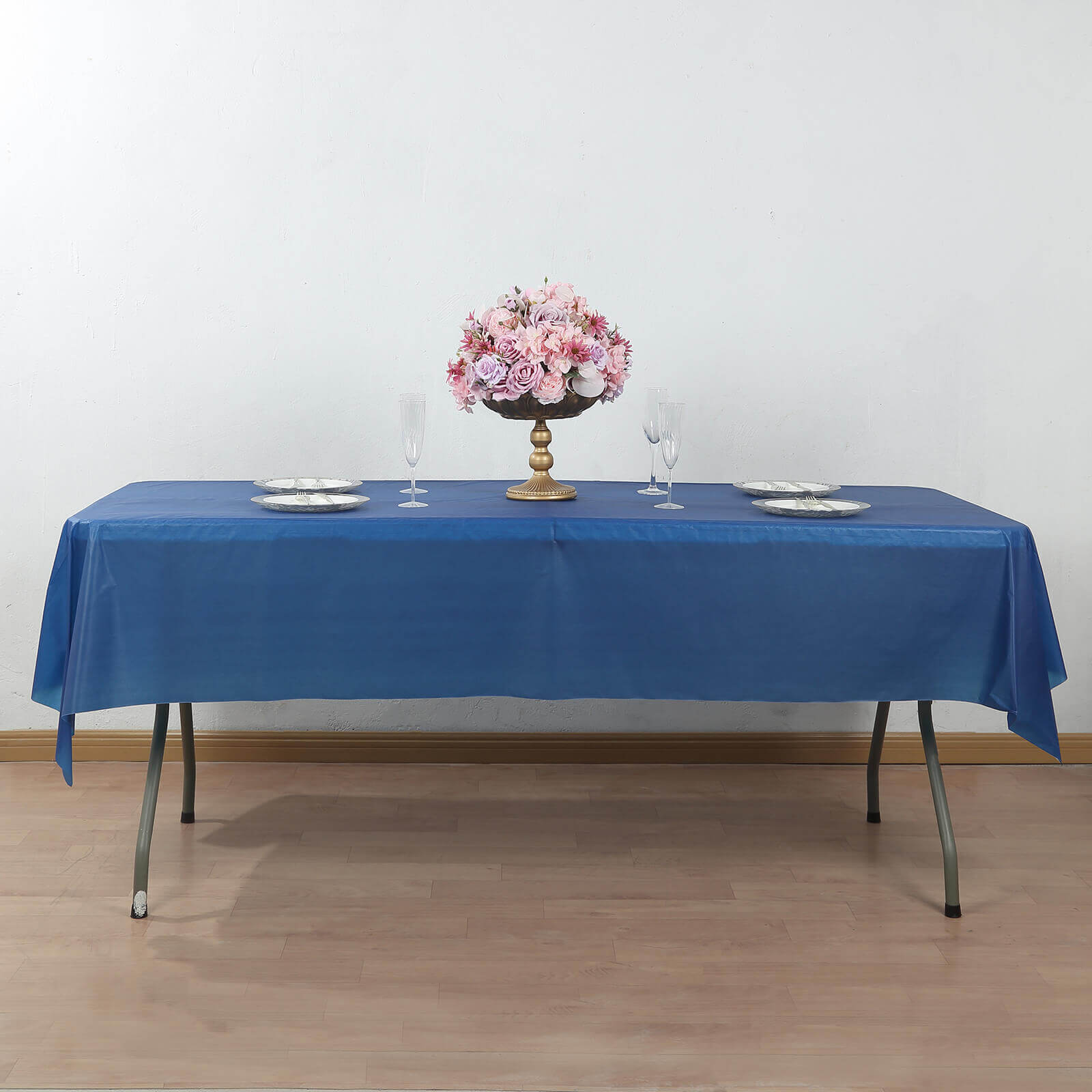 Plastic Table Cover Roll Navy Blue with Slide Cutter - Customizable Disposable Tablecloth Roll 54x300ft