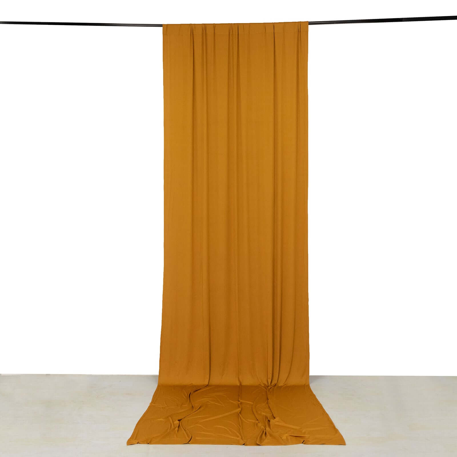 Gold 4-Way Stretch Spandex Event Curtain Drapes, Wrinkle Free Backdrop Event Panel with Rod Pockets - 5ftx14ft