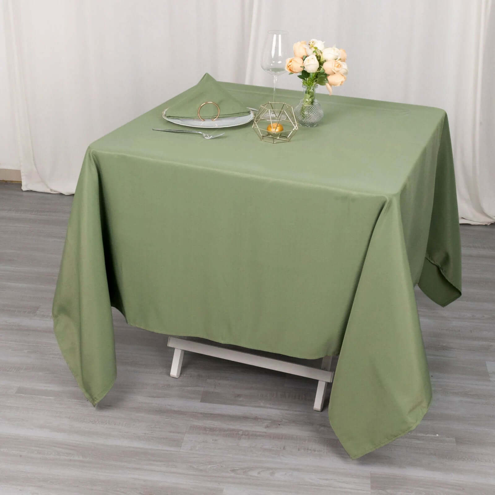 Premium Polyester Square Tablecloth 70x70 Dusty Sage Green - 220GSM Wrinkle-Resistant Table Cover