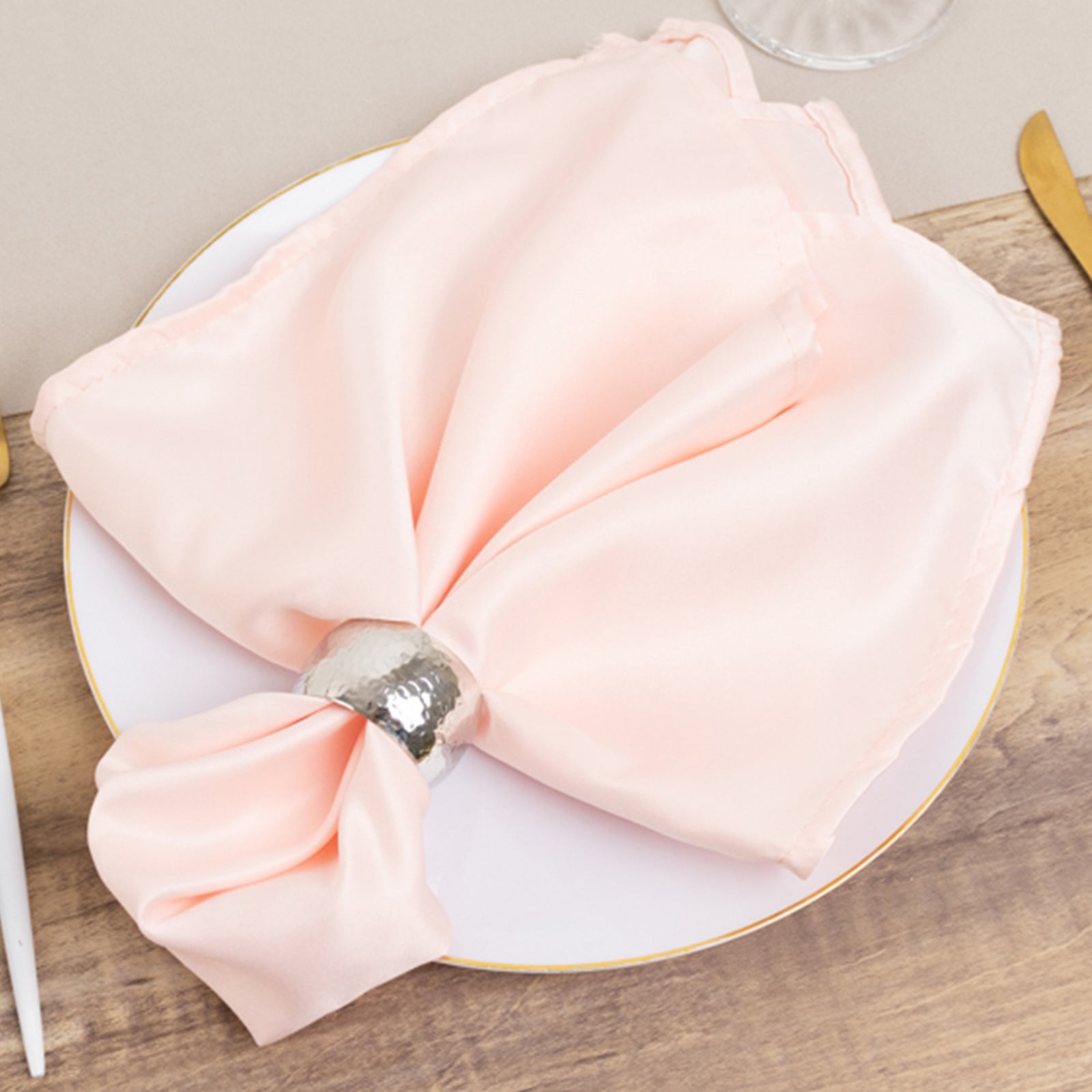 5 Pack Lamour Satin 20x20 Napkins Blush - Soft Matte Finish Dinner Napkins