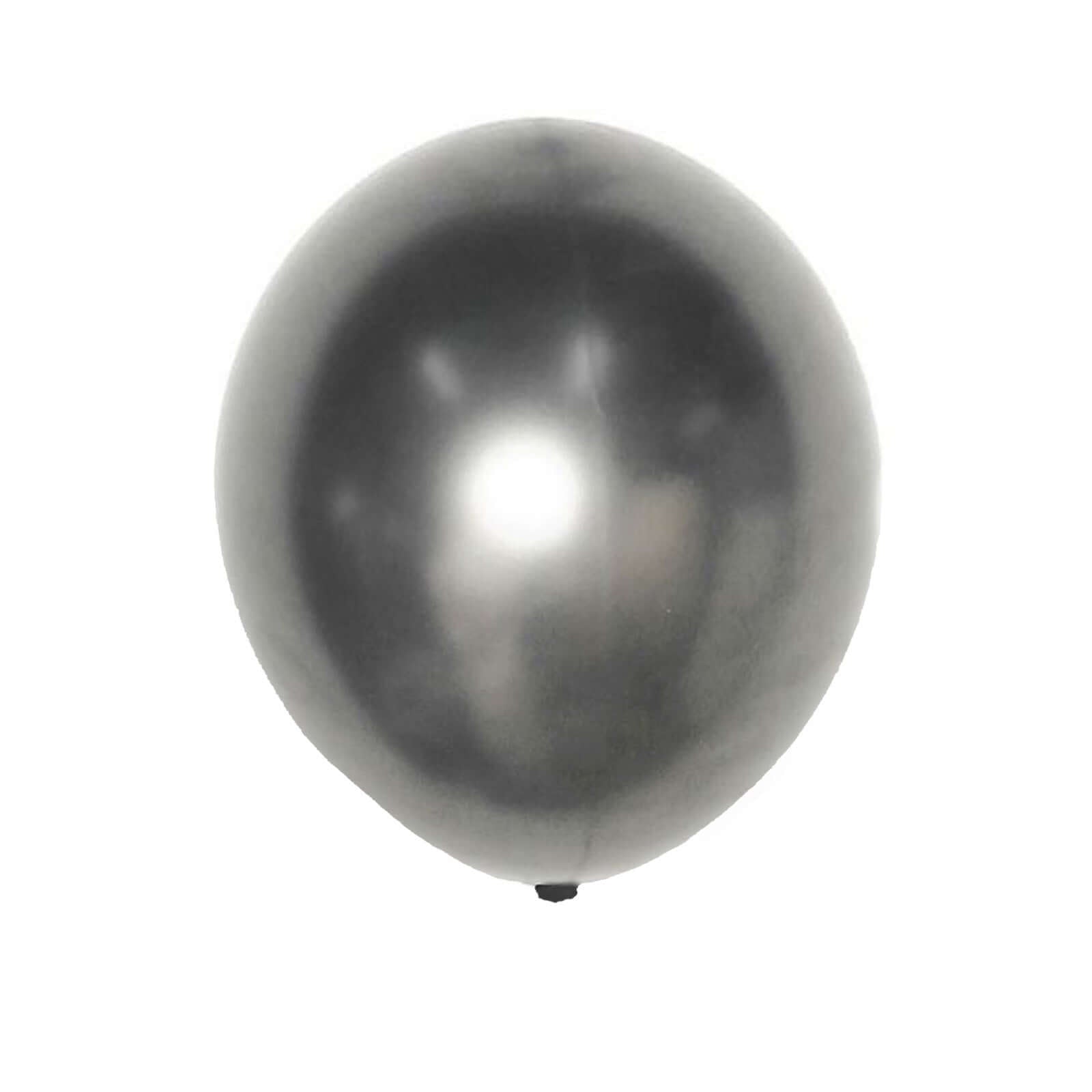 25 Pack 12 Metallic Chrome Charcoal Gray Latex Helium Air Balloons