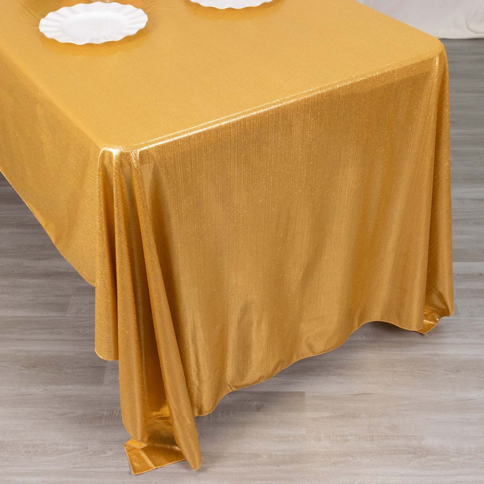 Sequin Dots Polyester 60x126 Rectangle Tablecloth Shimmering Gold - Wrinkle Free & Sparkling Table Cover for Stylish Event Decor