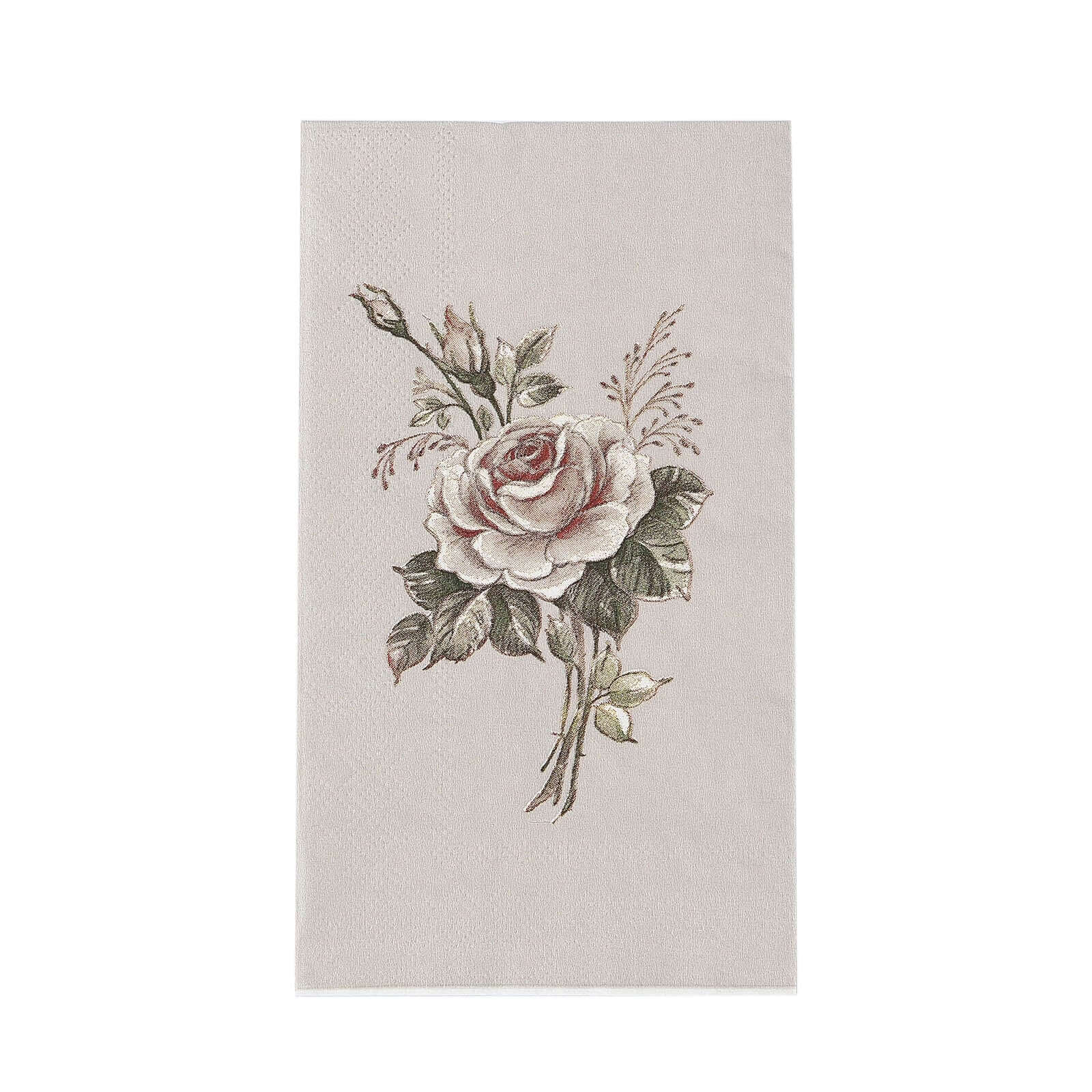 20-Pack Paper Dinner Napkins Ivory with Vintage Pink Rose Print 2 Ply - Stylish Boho Napkins for Events