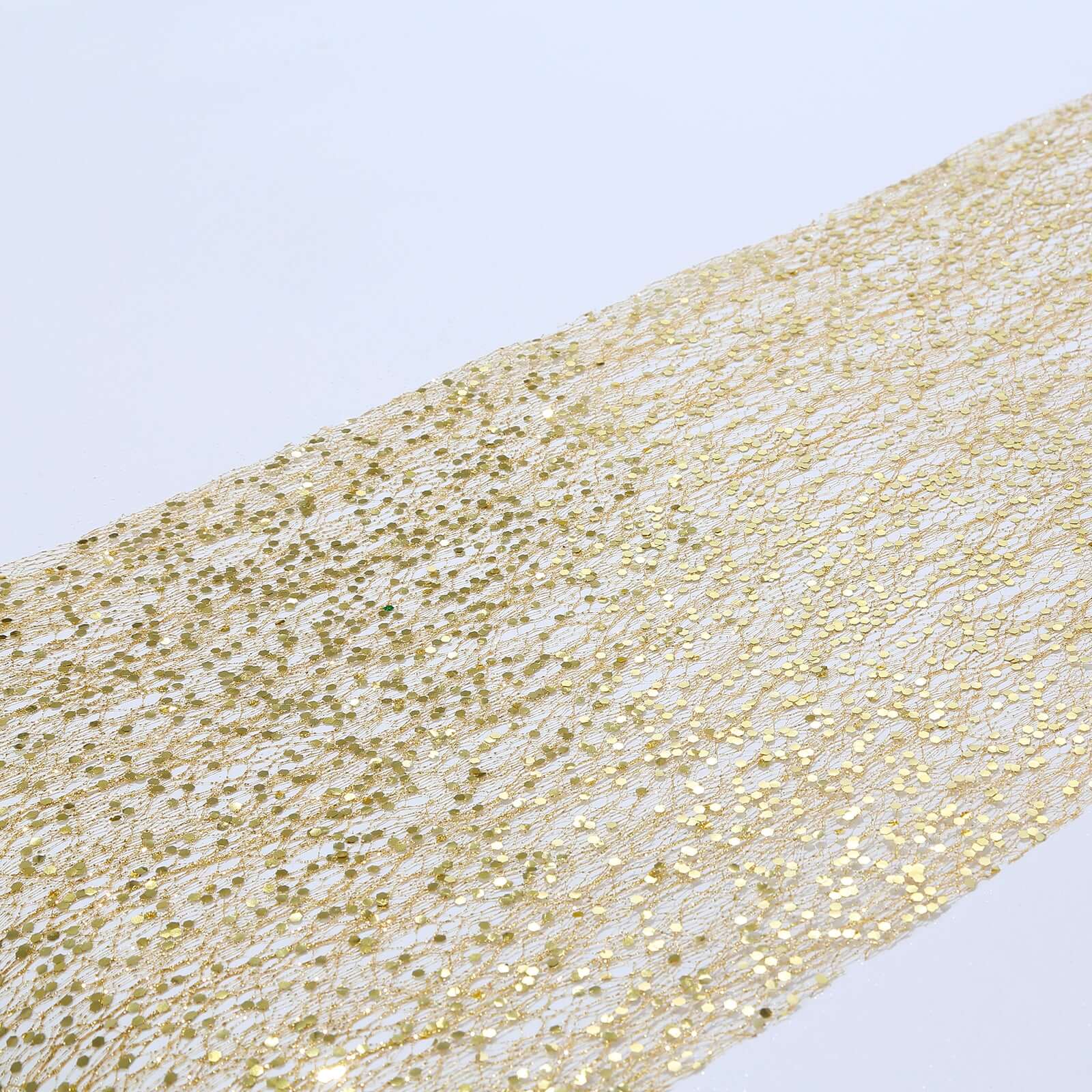 Mesh 11x108 Table Runner Metallic Gold - Sequin Design for Convenient Event Decoration