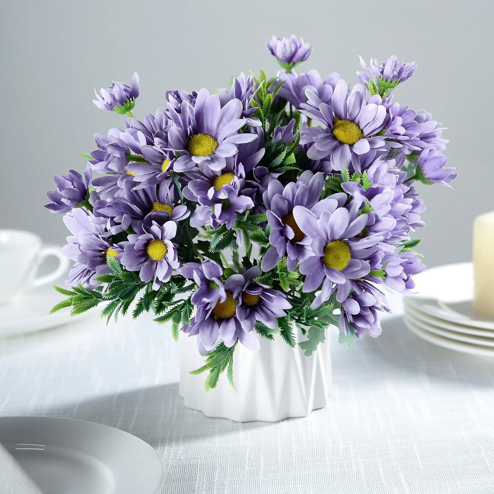 4 Bushes 11 Lavender Lilac Artificial Silk Daisy Flower Bouquet Branches