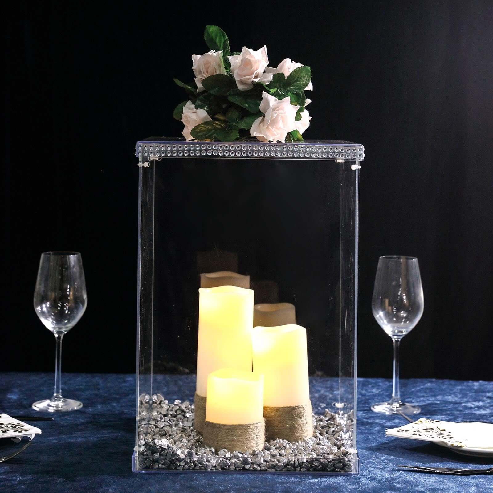 Acrylic Pedestal Riser Display Box Transparent Clear - Functional Centerpiece for Weddings and Parties 16