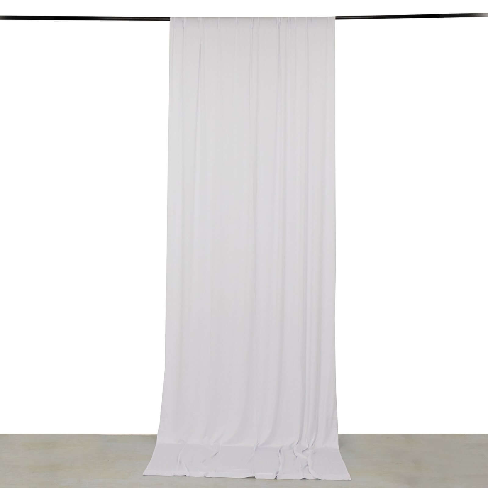 White 4-Way Stretch Spandex Event Curtain Drapes, Wrinkle Free Backdrop Event Panel with Rod Pockets - 5ftx12ft