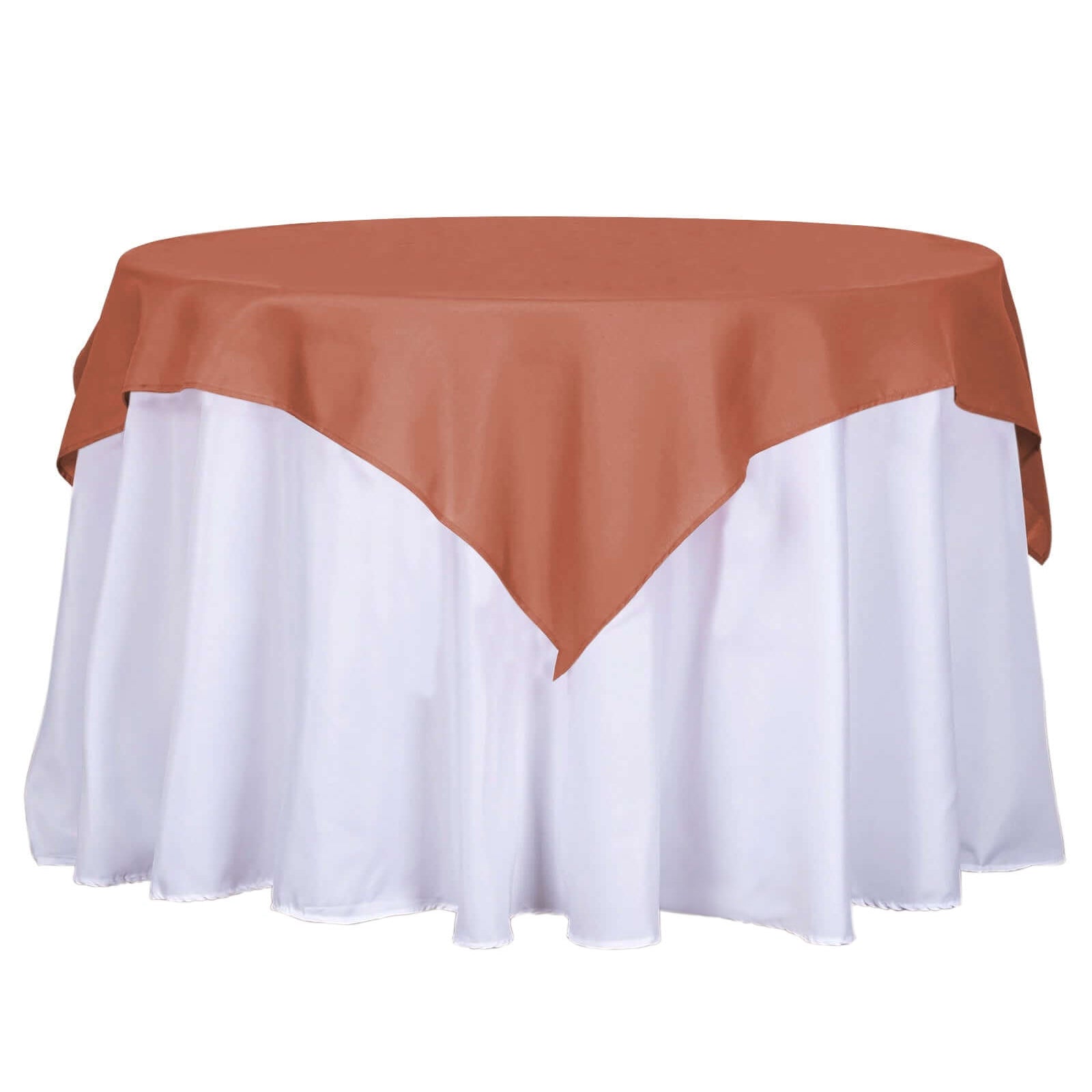 Polyester 54x54 Table Overlay Square Tablecloth Terracotta (Rust) - Wrinkle-Resistant & Durable Table Cover