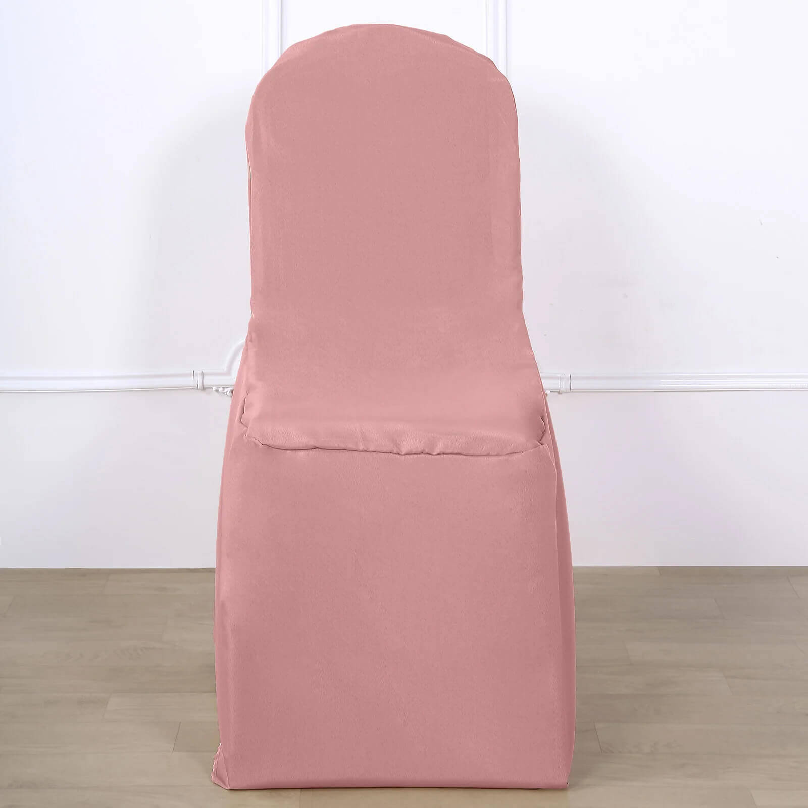 10 Pack Polyester Chair Cover for Banquet Chairs Dusty Rose - Stain-Resistant Reusable Slip-On Slipcover