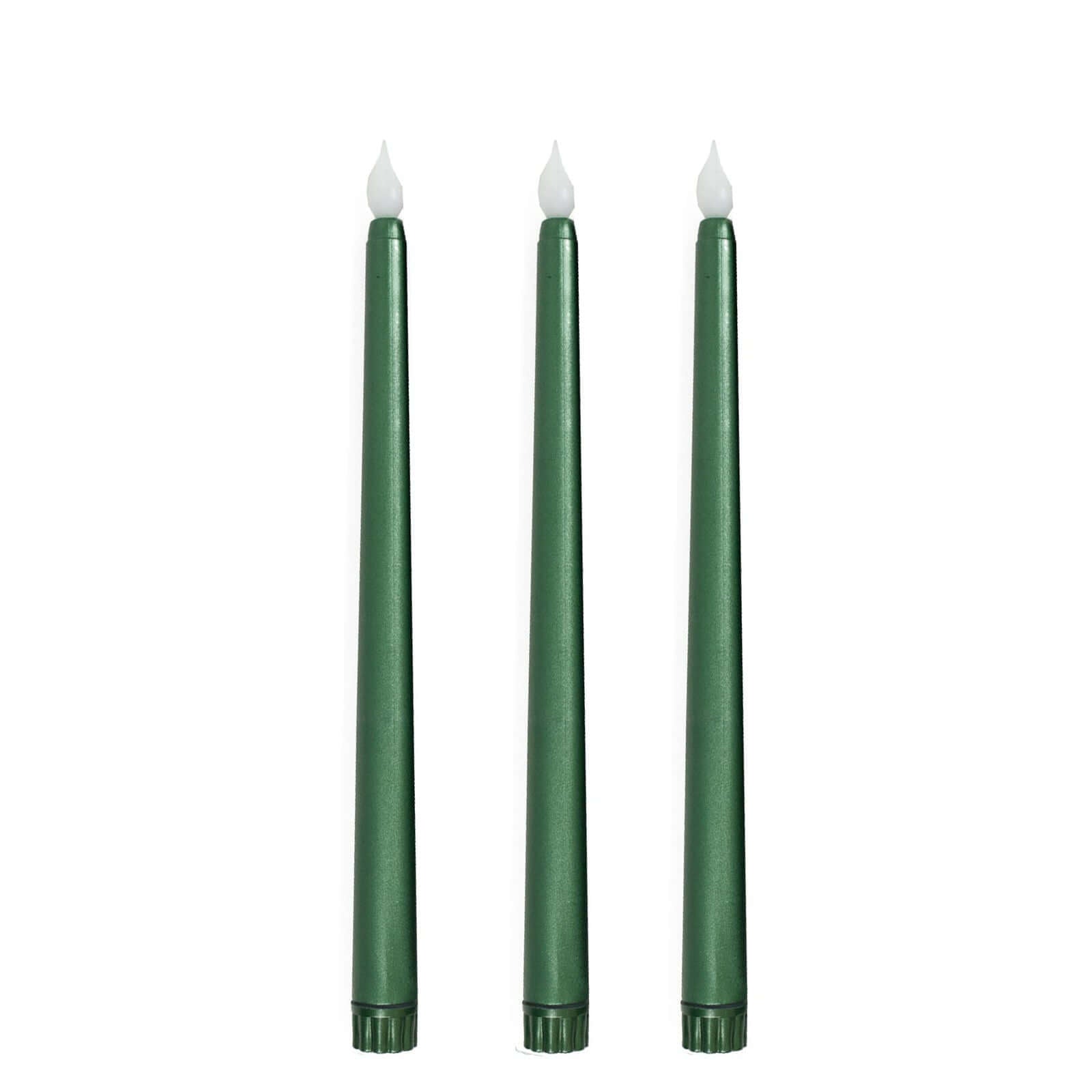 3-Pack LED Decorative Lighting Warm Flickering Hunter Emerald Green - Flameless Taper Candles 11