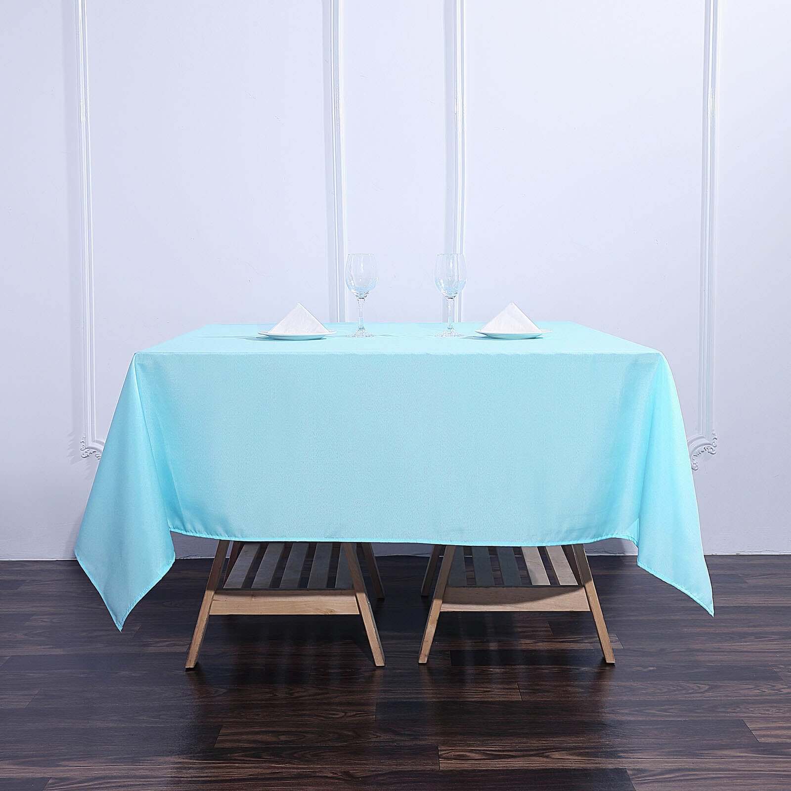 Polyester 70x70 Table Overlay Square Tablecloth Light Blue - Wrinkle-Resistant & Durable Table Cover